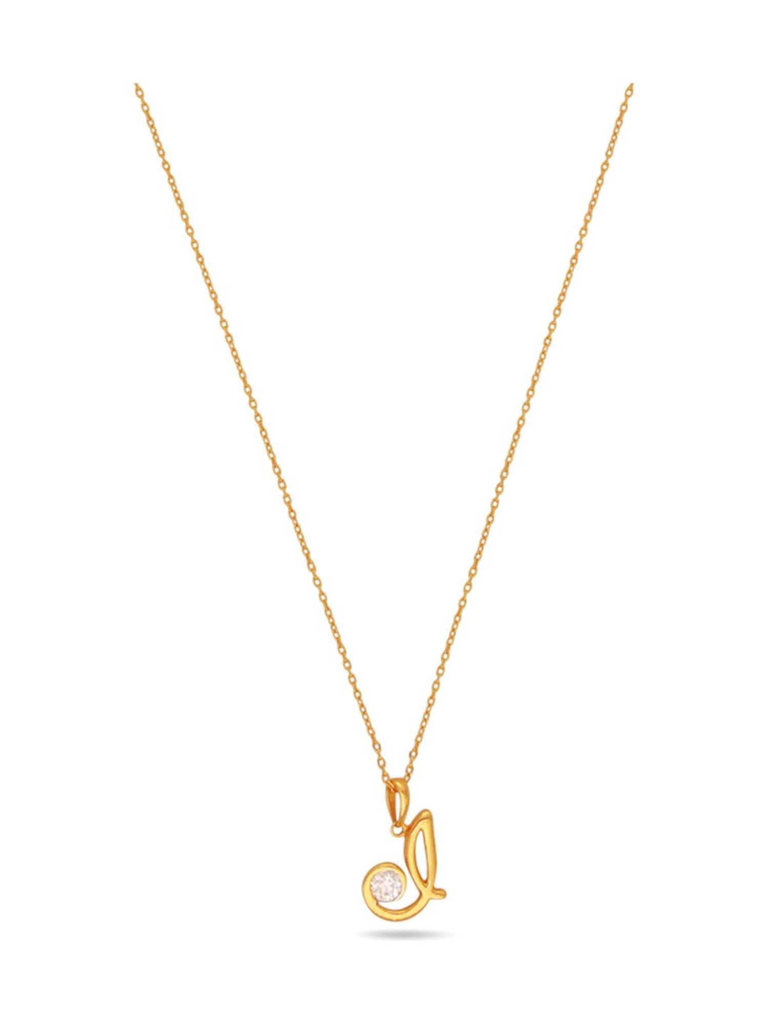 Buy CKC 18k Gold & Diamond Alphabet M Pendant with Chain for Women