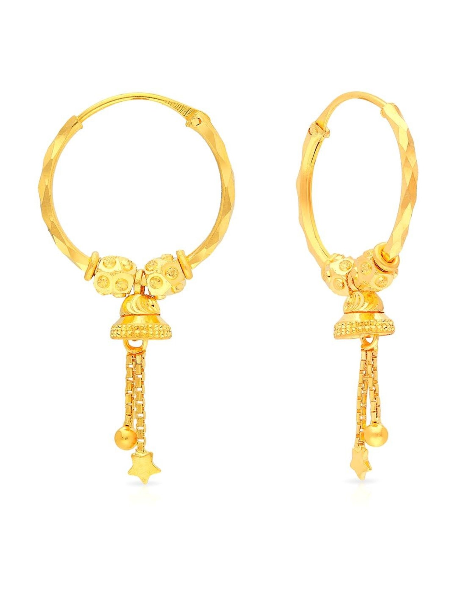 Malabar Gold  Diamonds 22KT Yellow Gold Hoop Earrings for Women   Amazonin Fashion