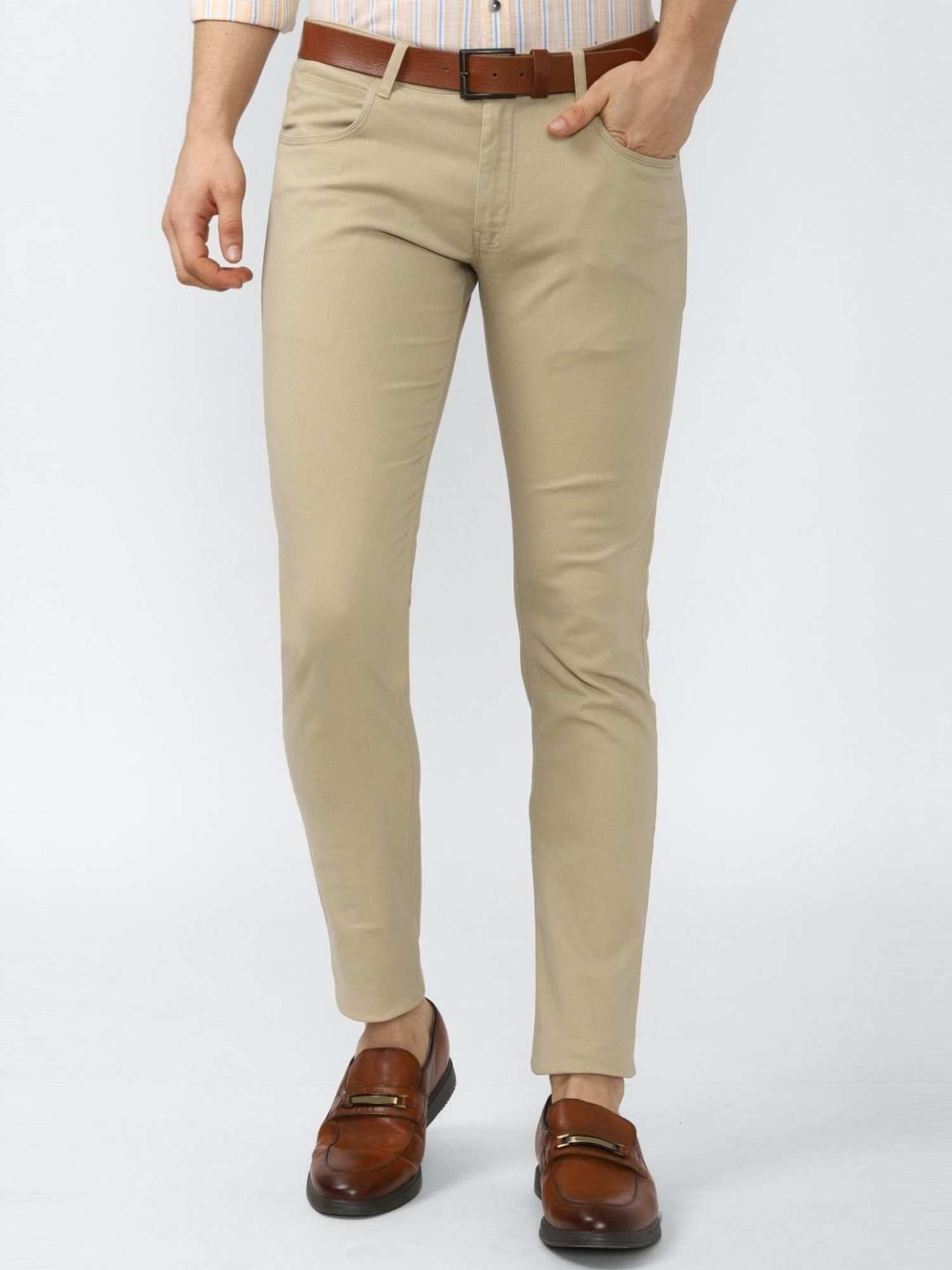 Buy Peter England Grey Cotton Slim Fit Trousers for Mens Online @ Tata CLiQ