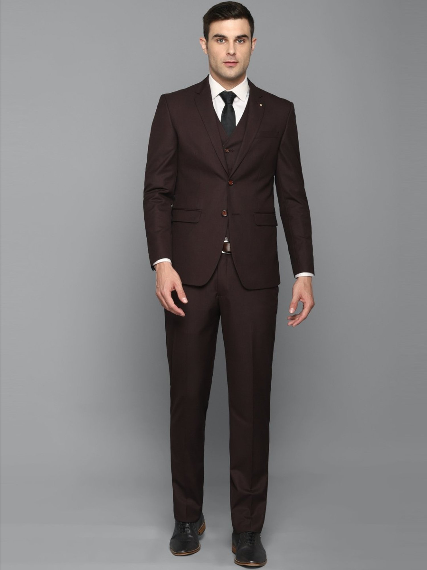 Buy Men Brown Solid Slim Fit Formal Two Piece Suit Online - 88473 | Peter  England