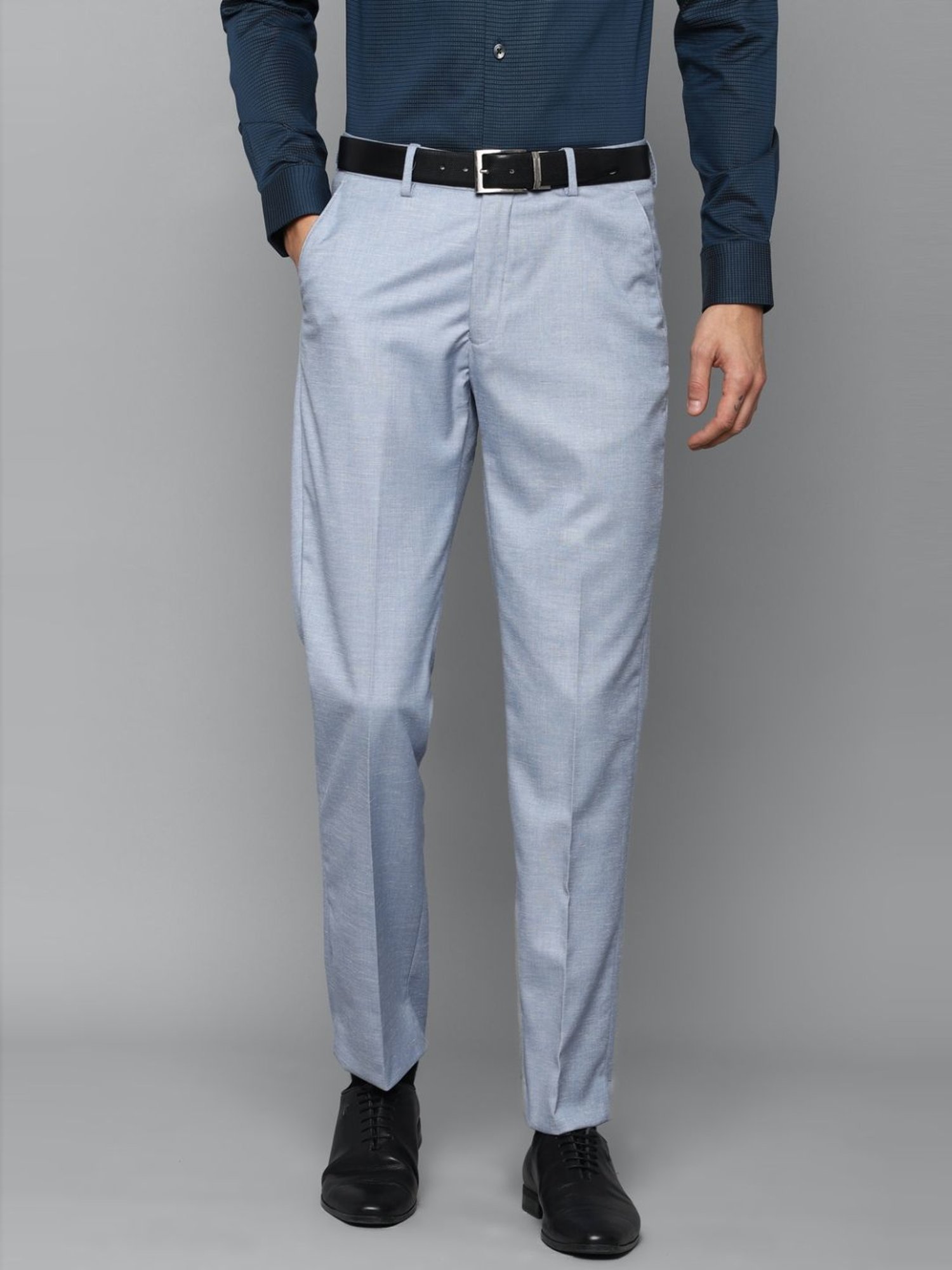 Buy Men Grey Regular Fit Check Flat Front Formal Trousers Online - 729934 | Louis  Philippe