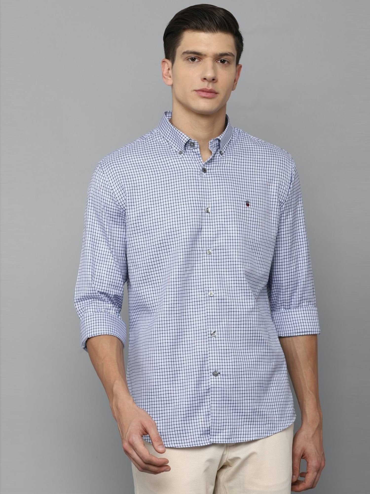 Buy Louis Philippe Blue Cotton Slim Fit Checks Shirts for Mens Online @  Tata CLiQ