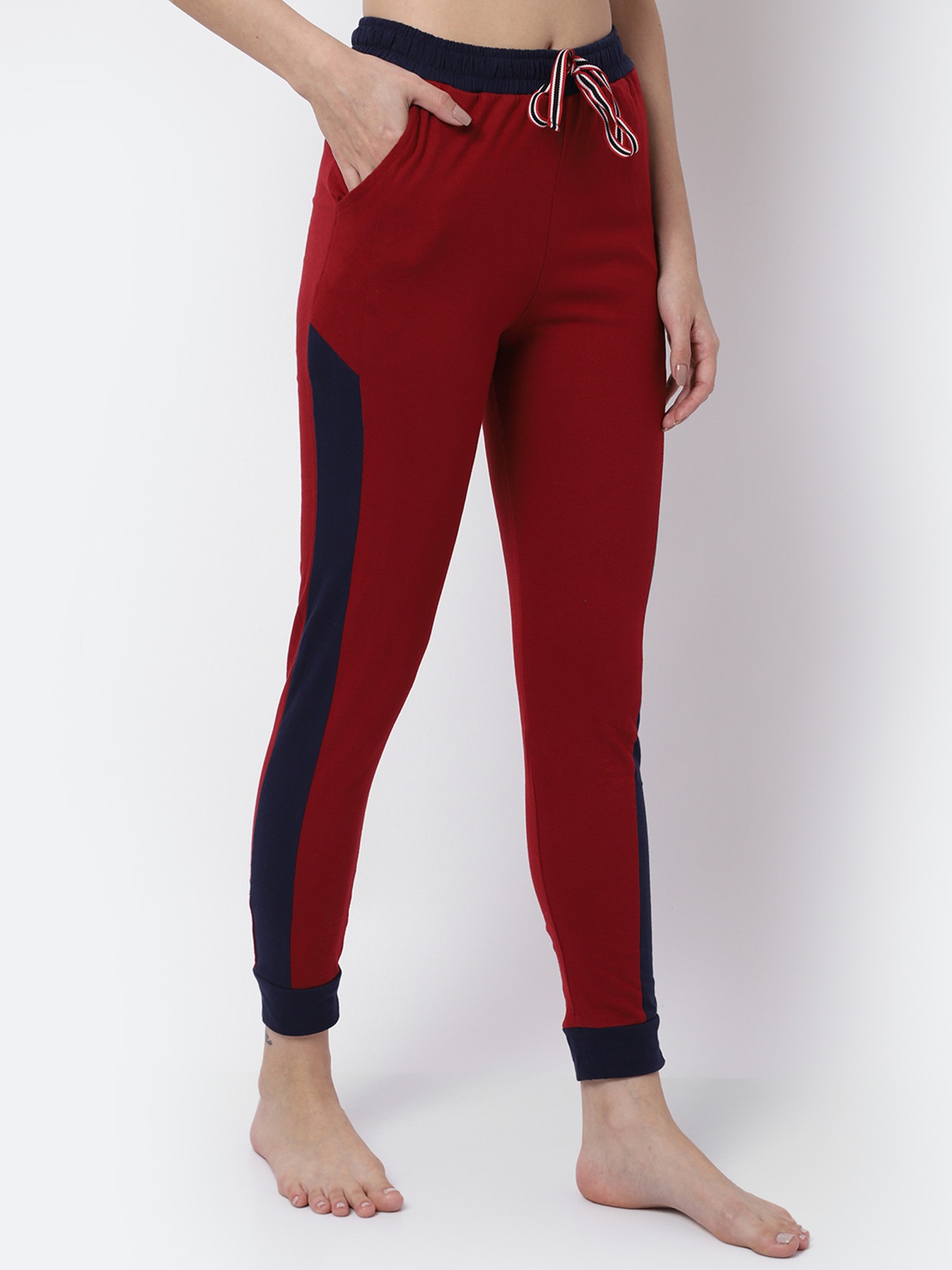 Buy Claura Women Regular fit Polyester Solid Track pants - Black & Maroon  Online at 44% off. |Paytm Mall