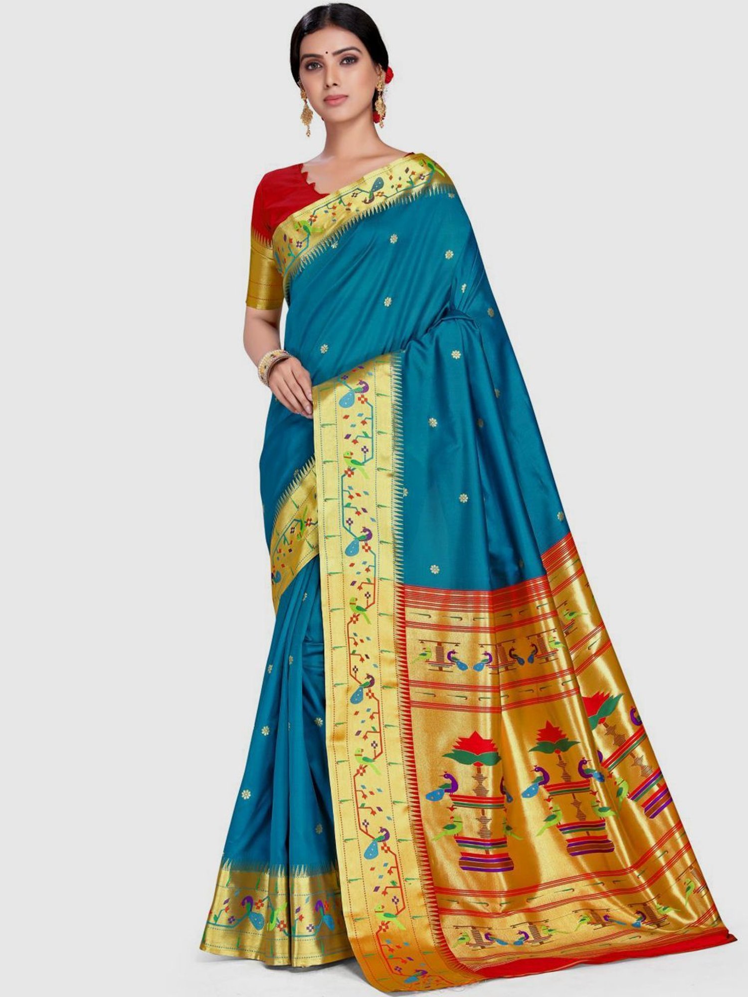Buy VARKALA SILK SAREES Women Purple and Orange Woven Design Zari Work  Paithani Silk Saree With Blouse Online at Best Prices in India - JioMart.