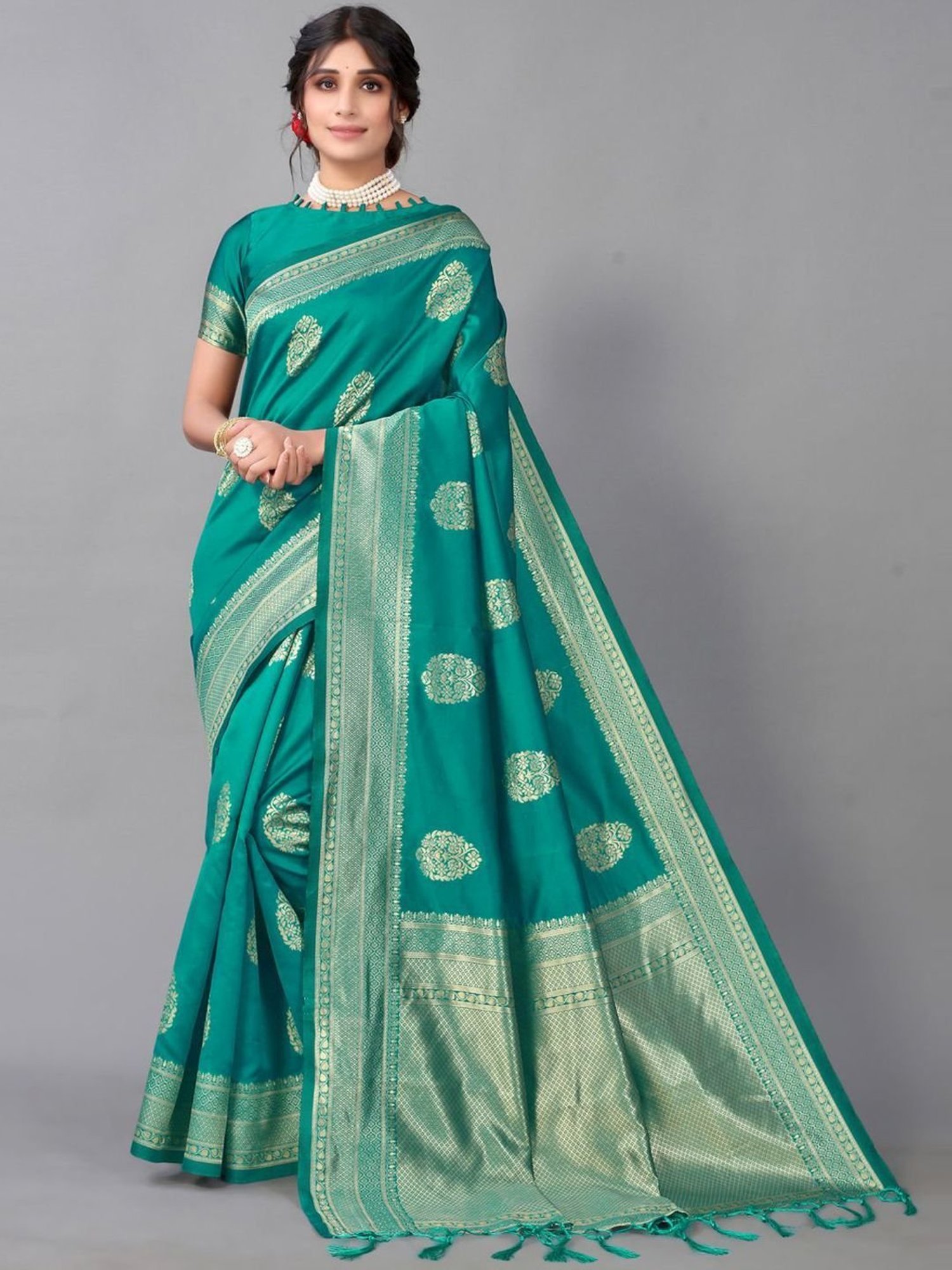 Buy Satrani Pista Green Cotton Woven Saree With Unstitched Blouse for Women  Online @ Tata CLiQ