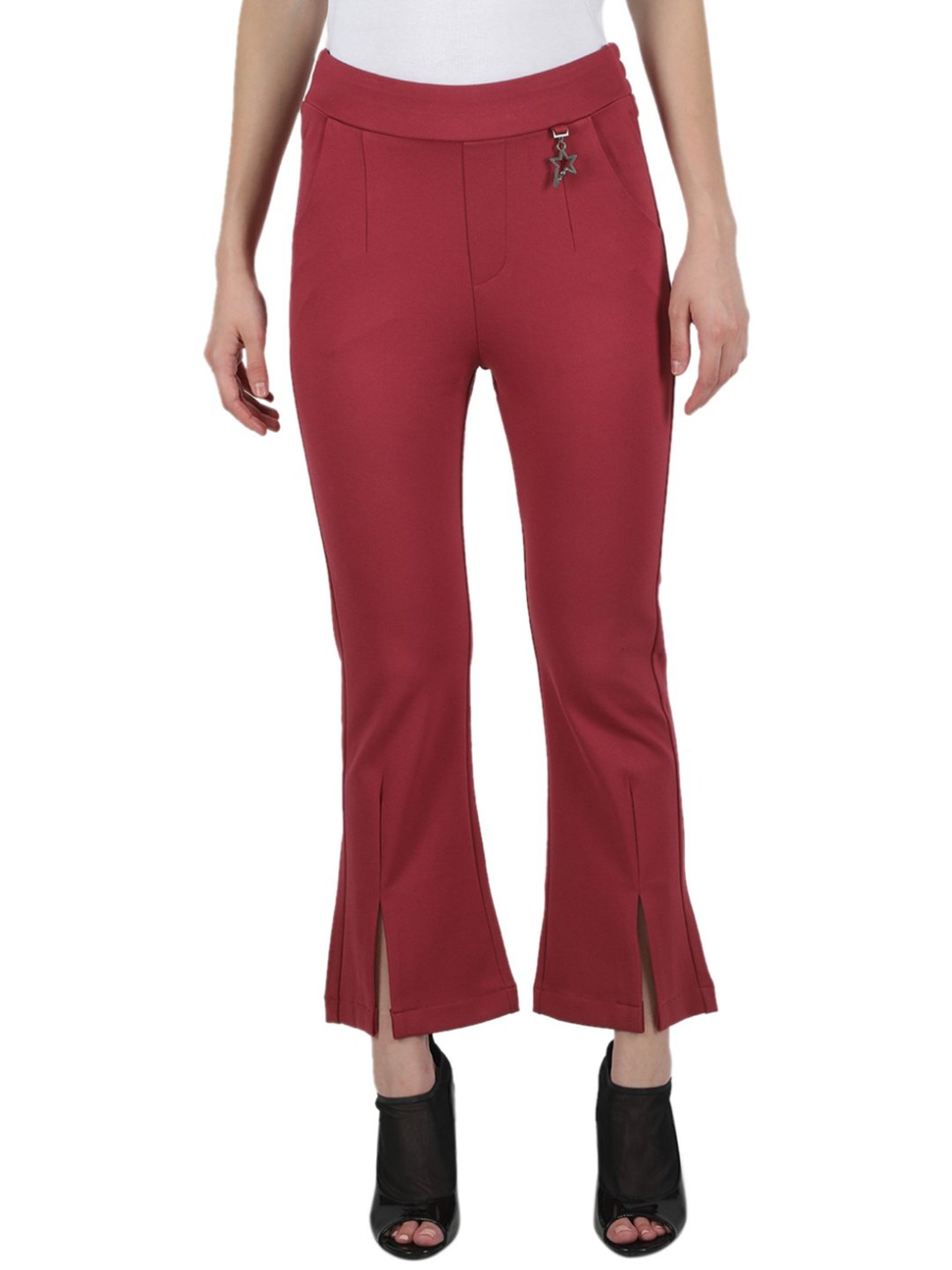 Buy Monte Carlo Maroon Mid Rise Pants for Women Online @ Tata CLiQ