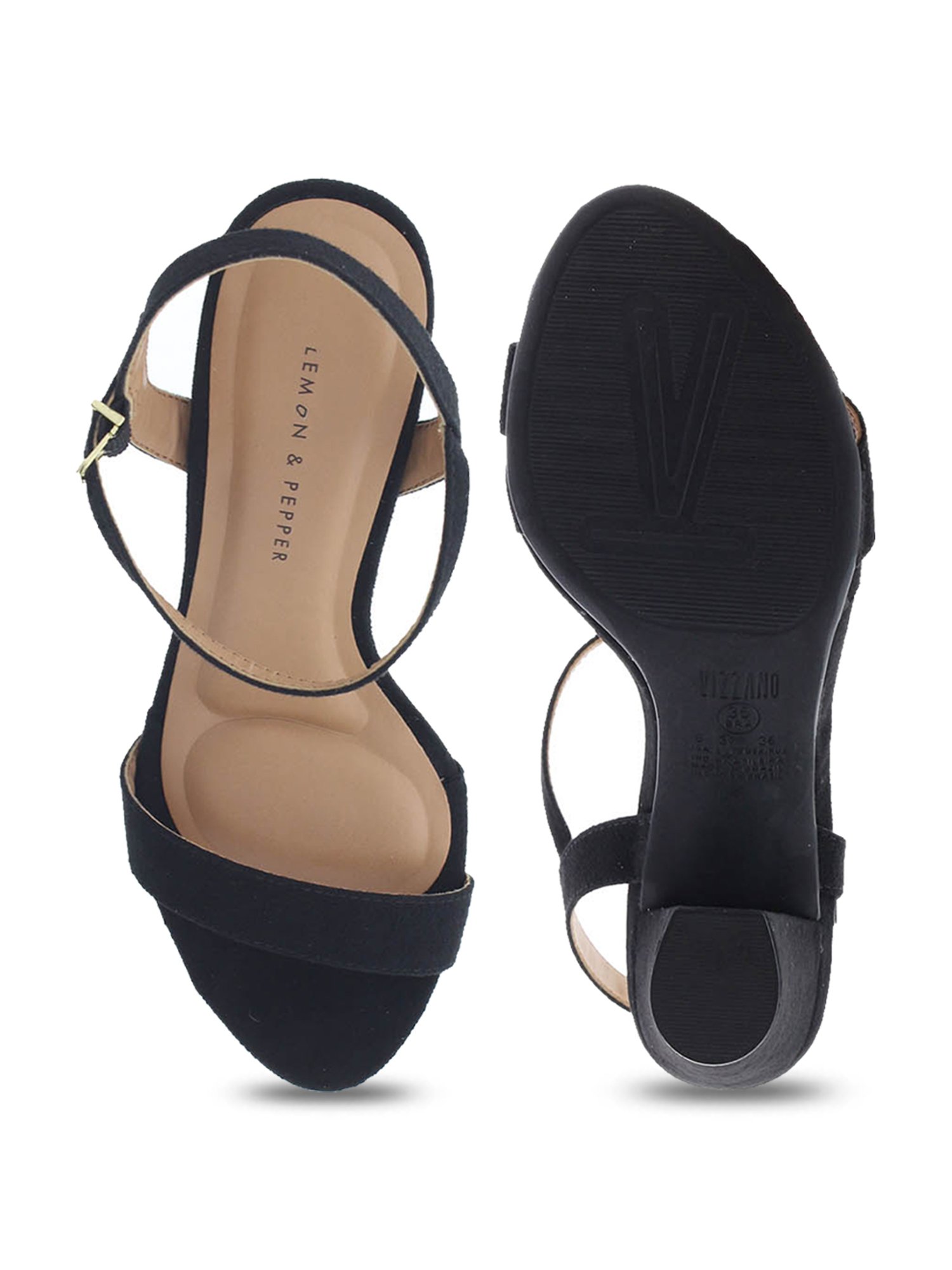 Buy LEMON & PEPPER Gold Womens Party Wear Buckle Closure Heels | Shoppers  Stop