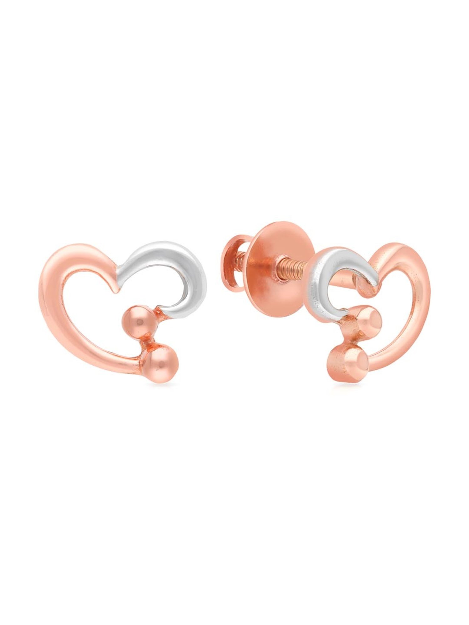 14k Yellow Gold Heart Stud Earrings