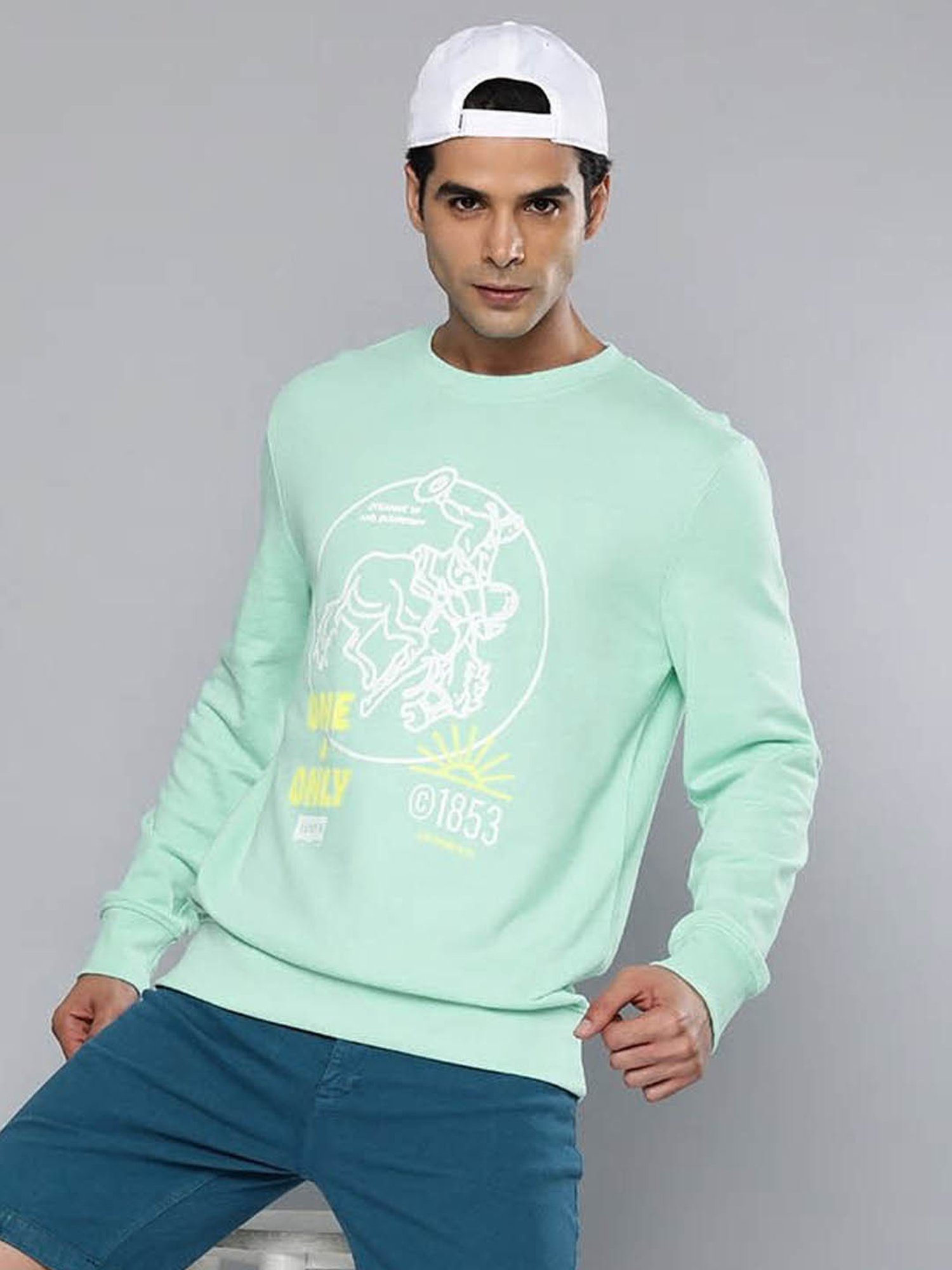 Buy Levi's Green Cotton Regular Fit Printed Sweatshirt for Mens Online @  Tata CLiQ