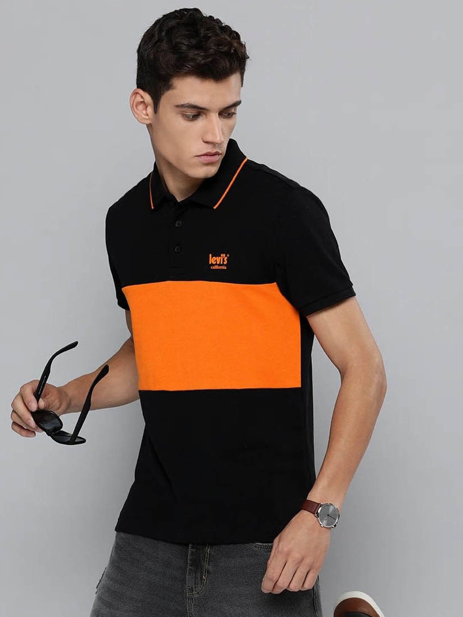 Black and cheap orange polo