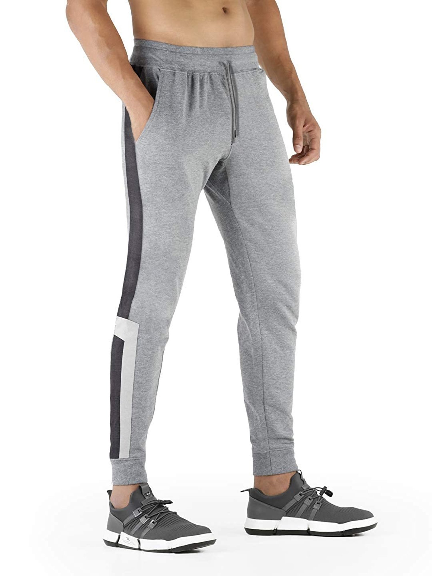 People by Pantaloons Grey Melange Slim Fit Printed Joggers