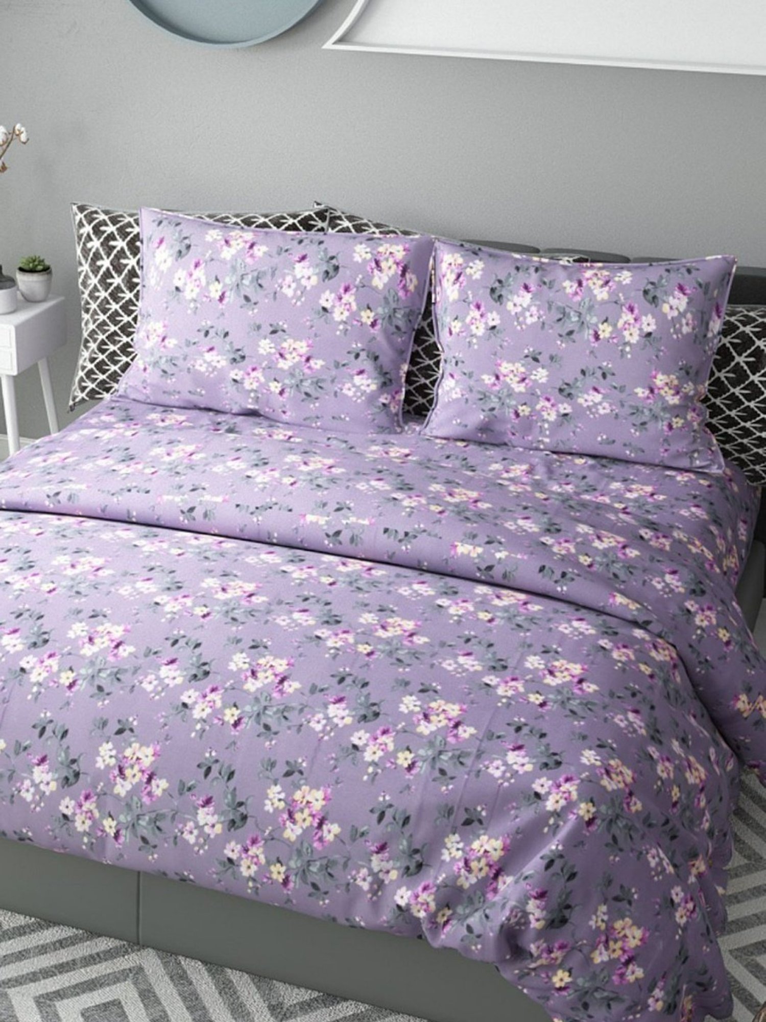 Cottage Floral Bedding Set / Dusty Purple