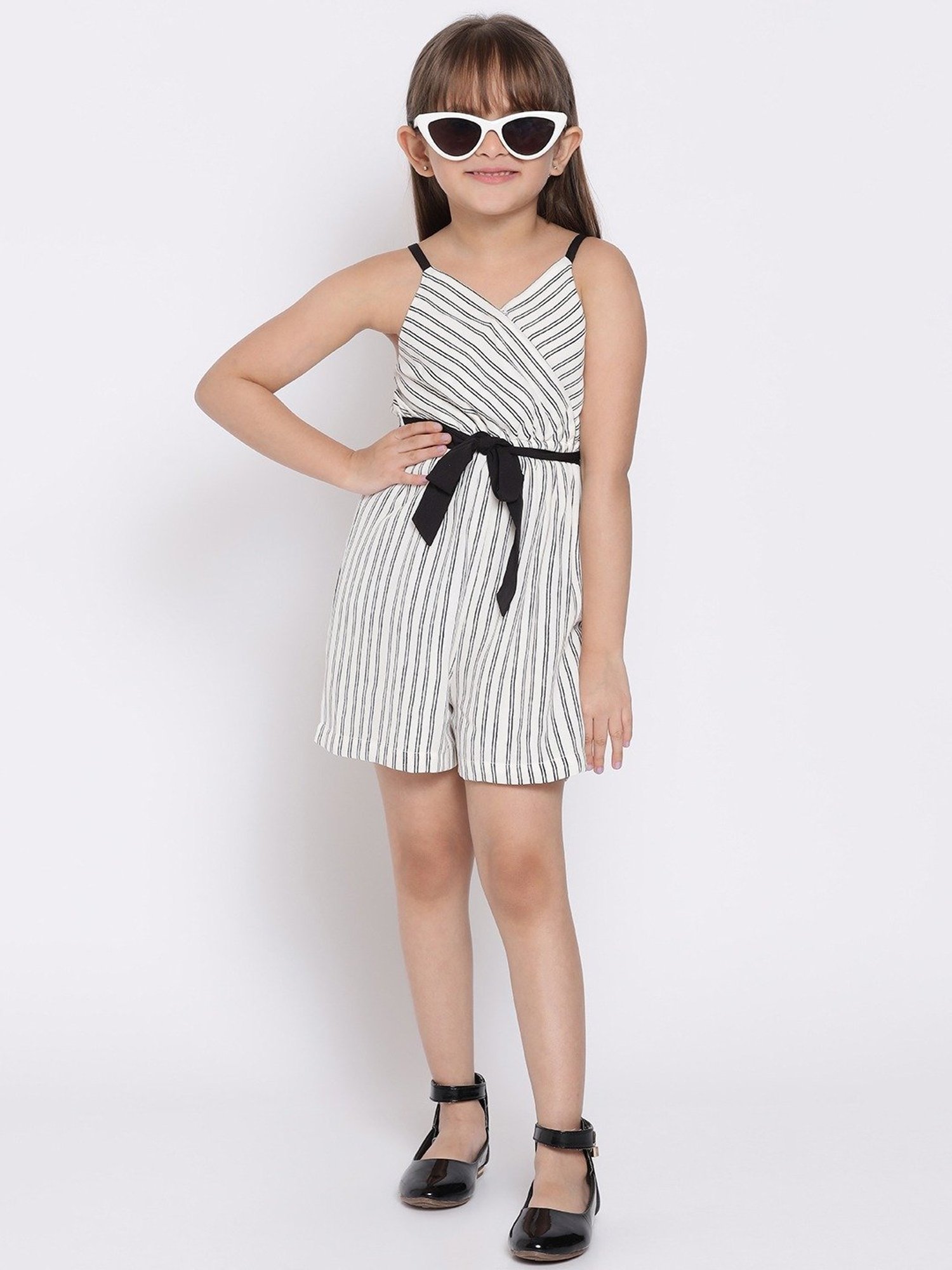 Buy Nauti Nati Kids White & Black Striped Jumpsuit for Girls Clothing  Online @ Tata CLiQ