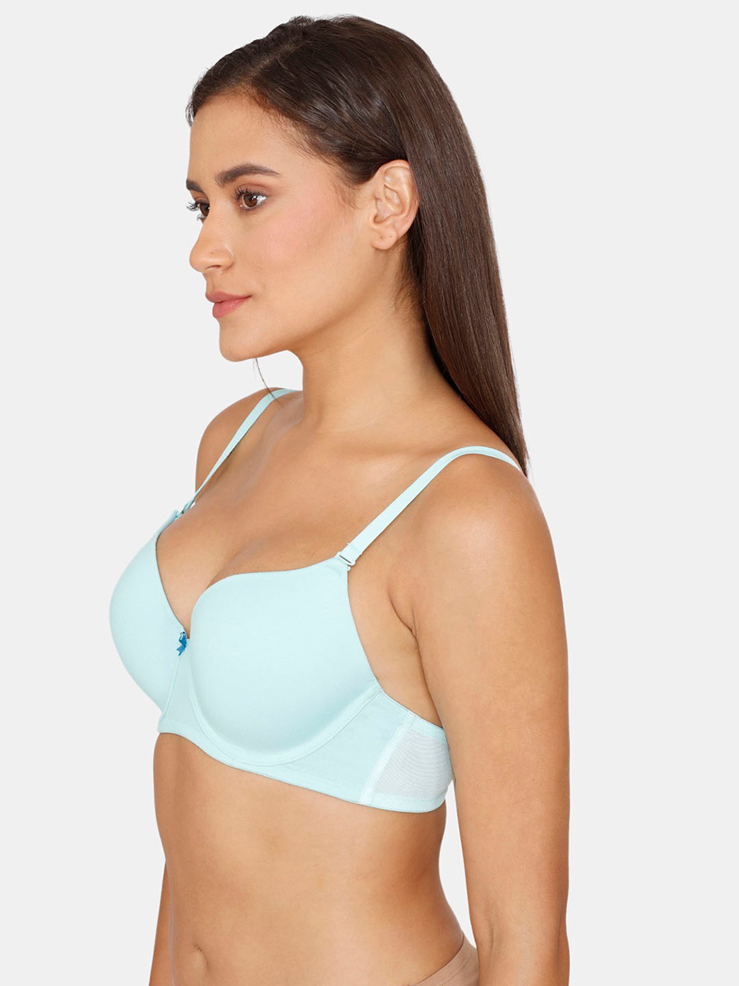 Zivame Light Blue Wireless Half Coverage T-Shirt Bra