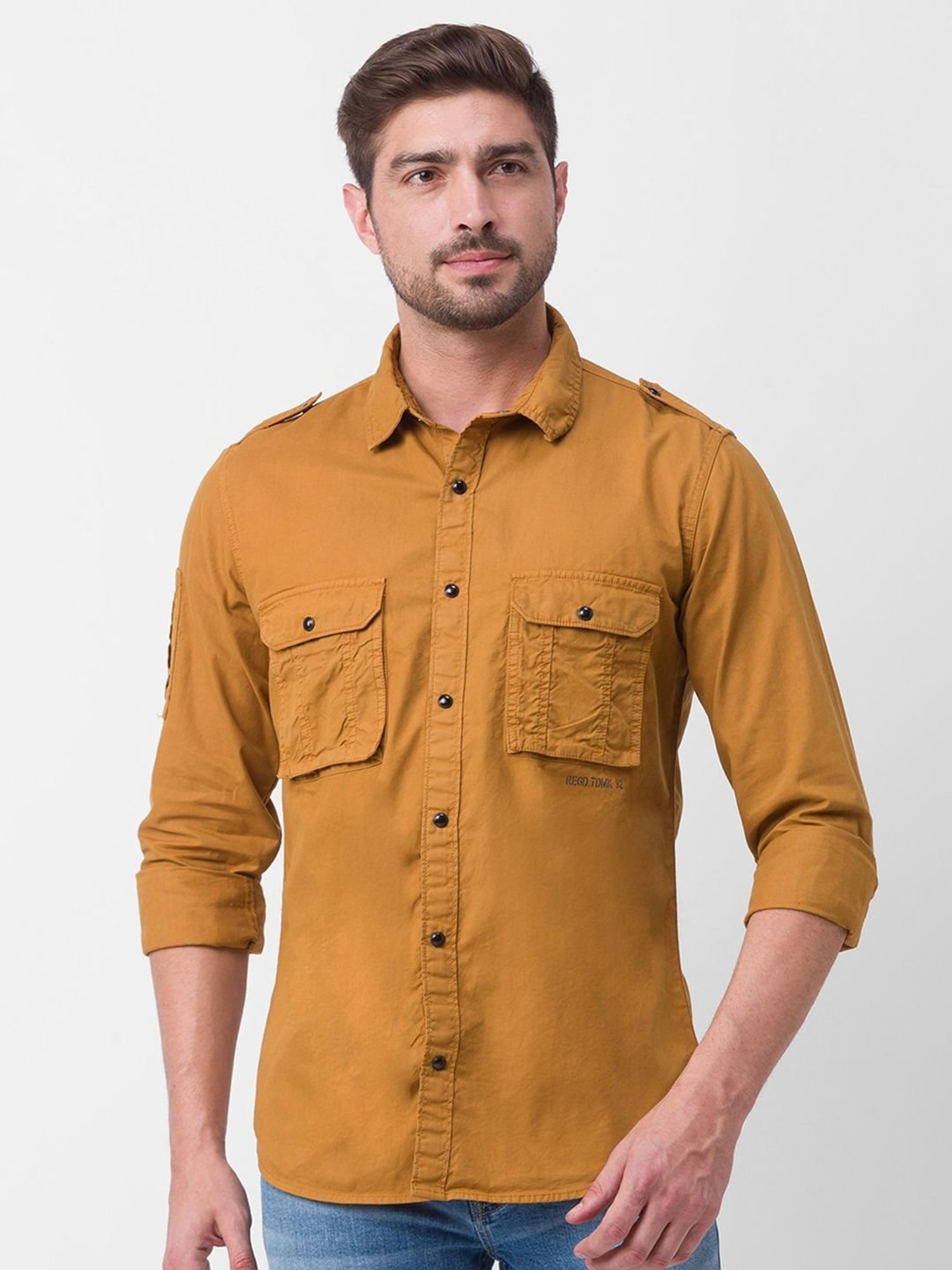 Buy THE HELL DRIVER PLAIN PREMIUM COLORED DENIM SHIRTS,Exclusive Premium  Fabric,100 % Cotton,Exclusive WINTER Collection,HEAVY DENIM STONE WASH Pure  Cotton Brown Color Shirt for men Online at Best Prices in India -