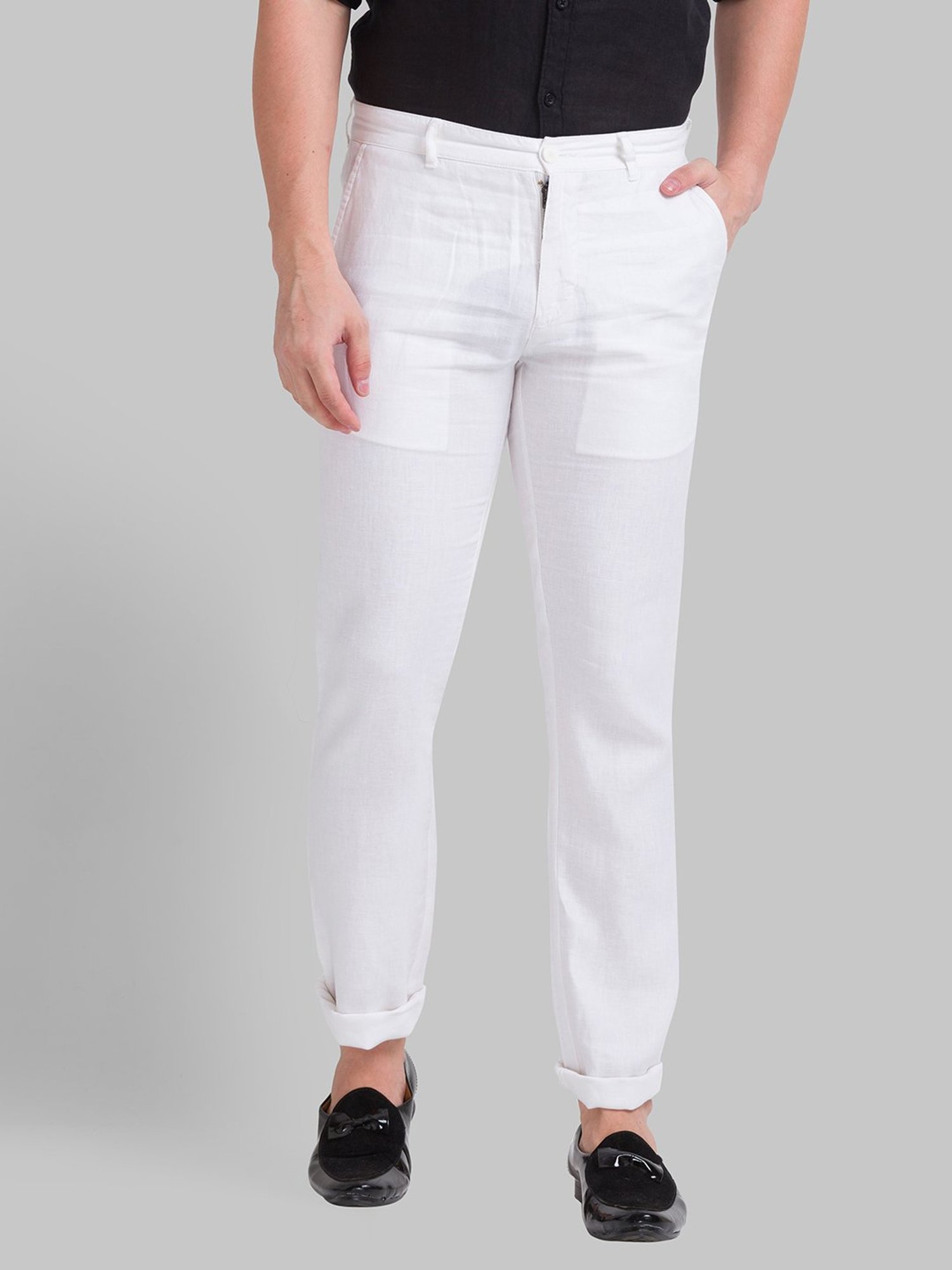 Cotton Solid Off White Pant For Women  Shopaholics