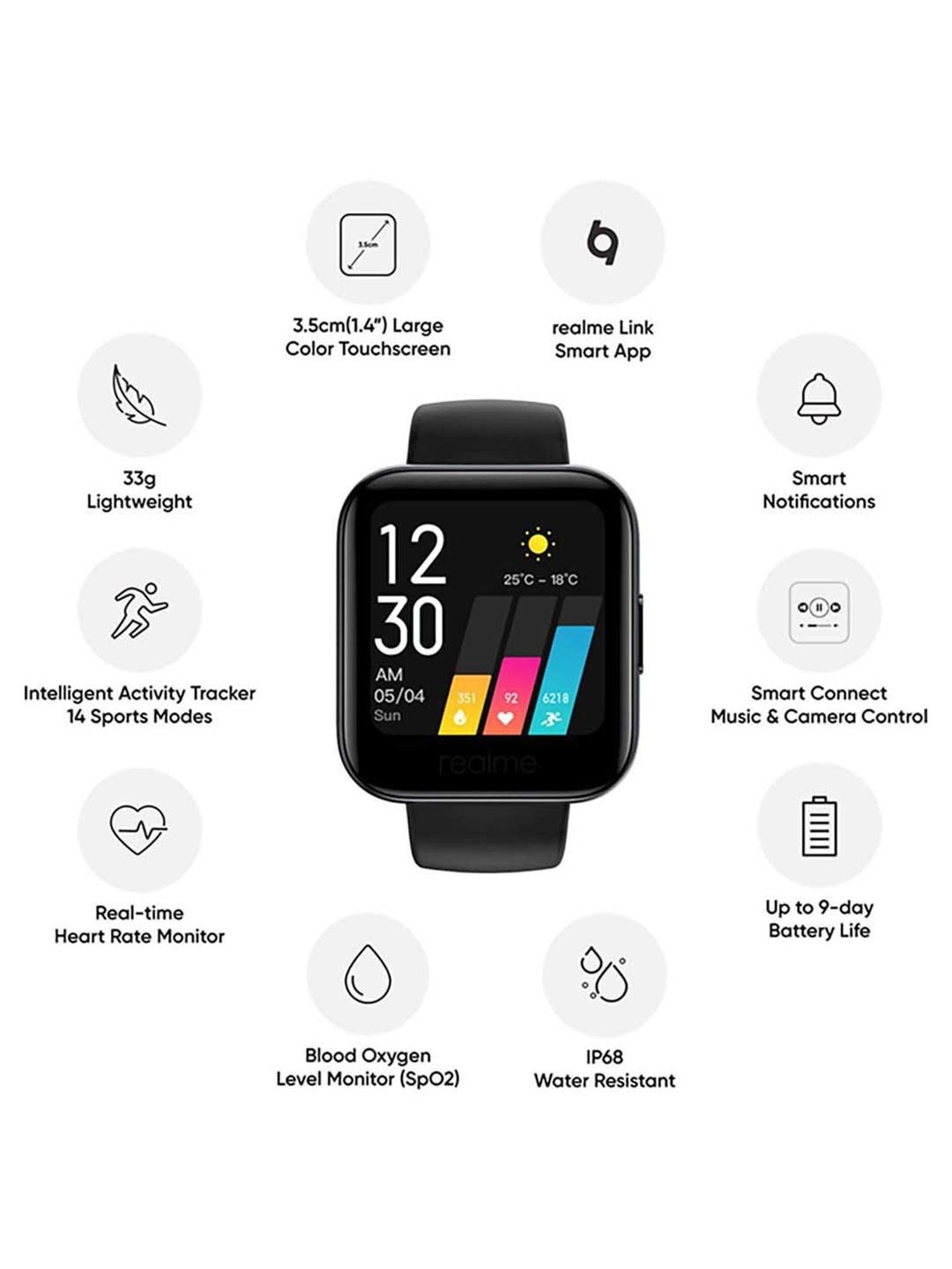 Buy Realme Classic RMA161 Smartwatch (Black) Online At Best Price @ Tata  CLiQ