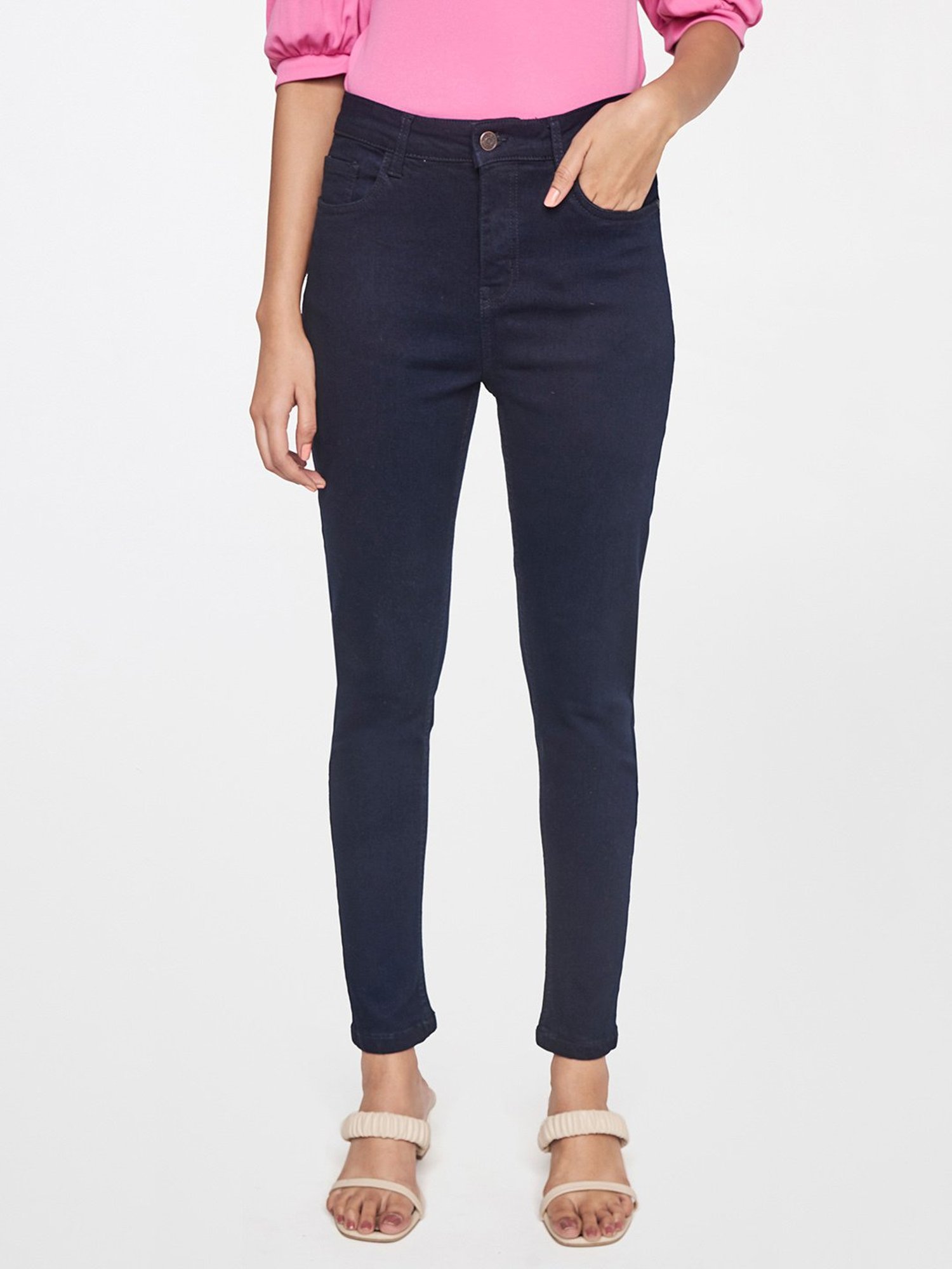 Buy AND Blue Slim Fit Lightly Washed Jeans for Women's Online @ Tata CLiQ