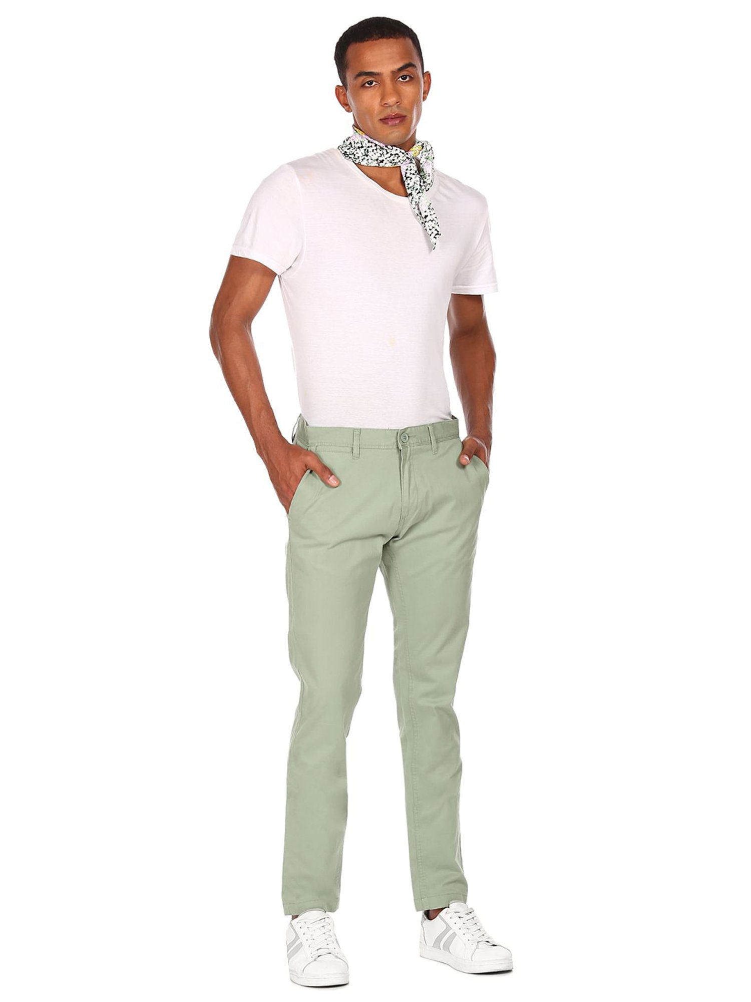 Buy Ruf & Tuf Navy Slim Fit Flat Front Trousers for Men's Online @ Tata CLiQ