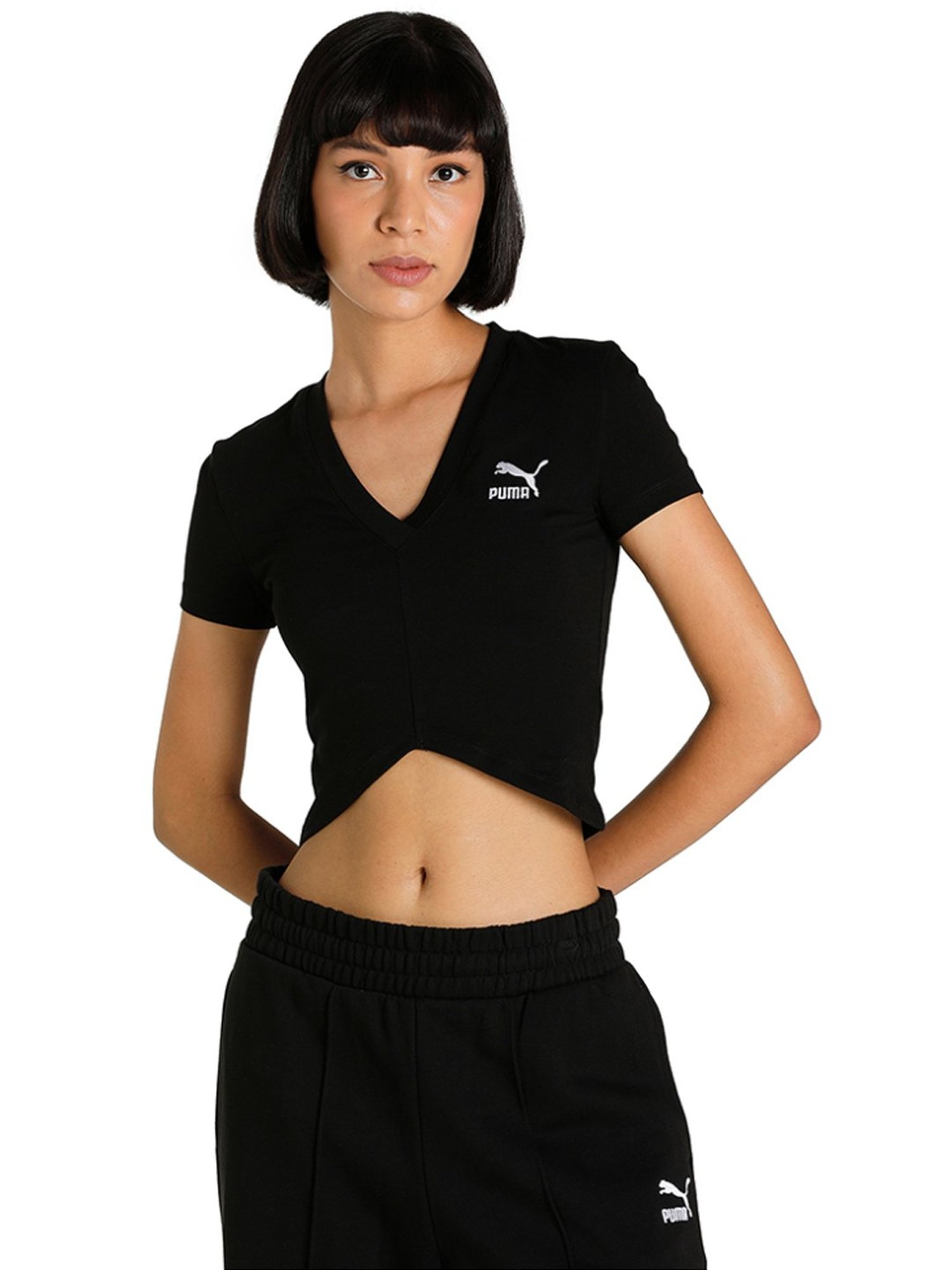 Buy Puma Black Ballin AOP Jersey Logo Regular Fit Crop Top for Women Online  @ Tata CLiQ Luxury