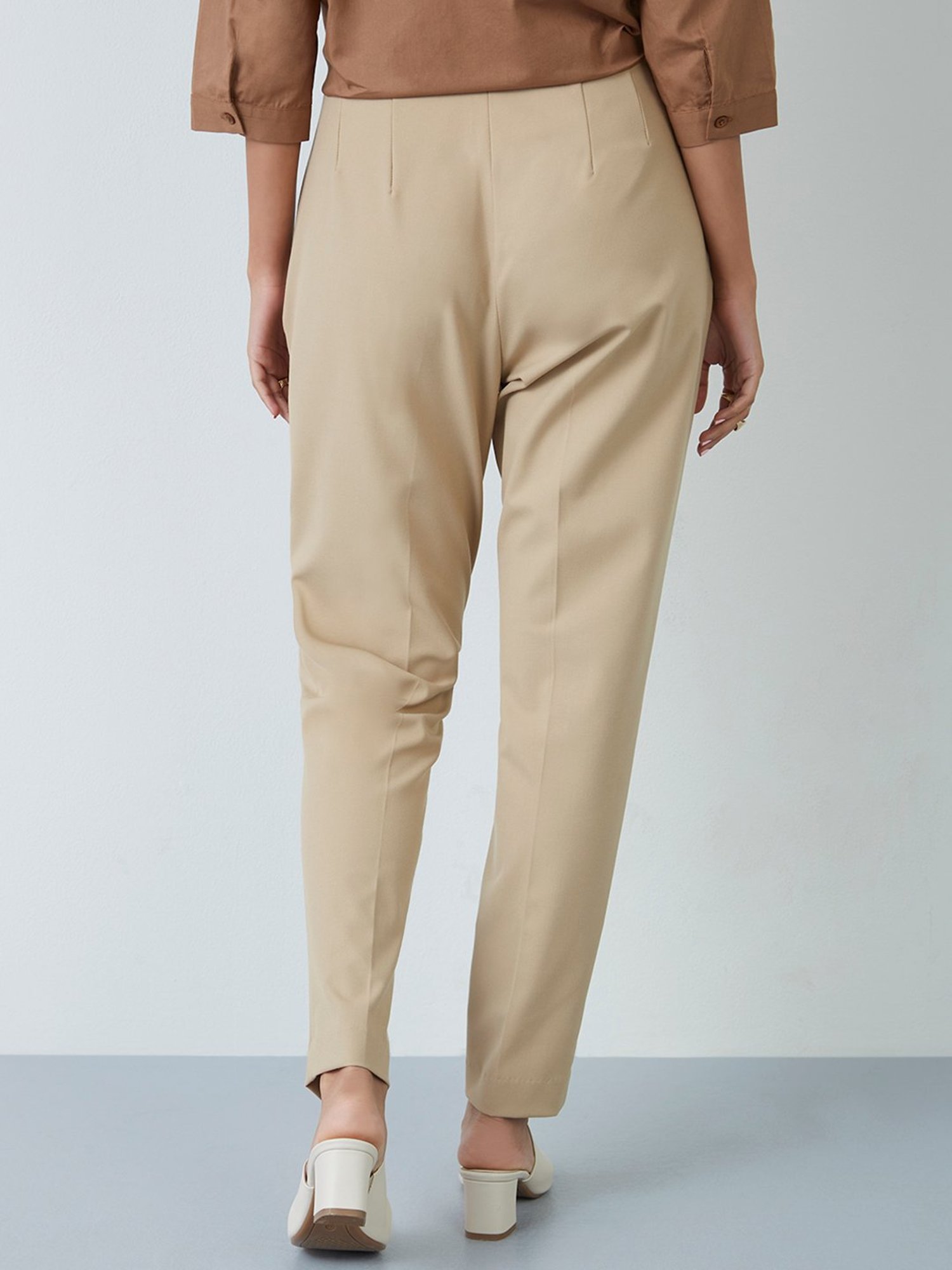 FRATINI WOMAN by Shoppers Stop Regular Fit Regular Length Polyester Womens  Trousers Beige 32  Amazonin Fashion