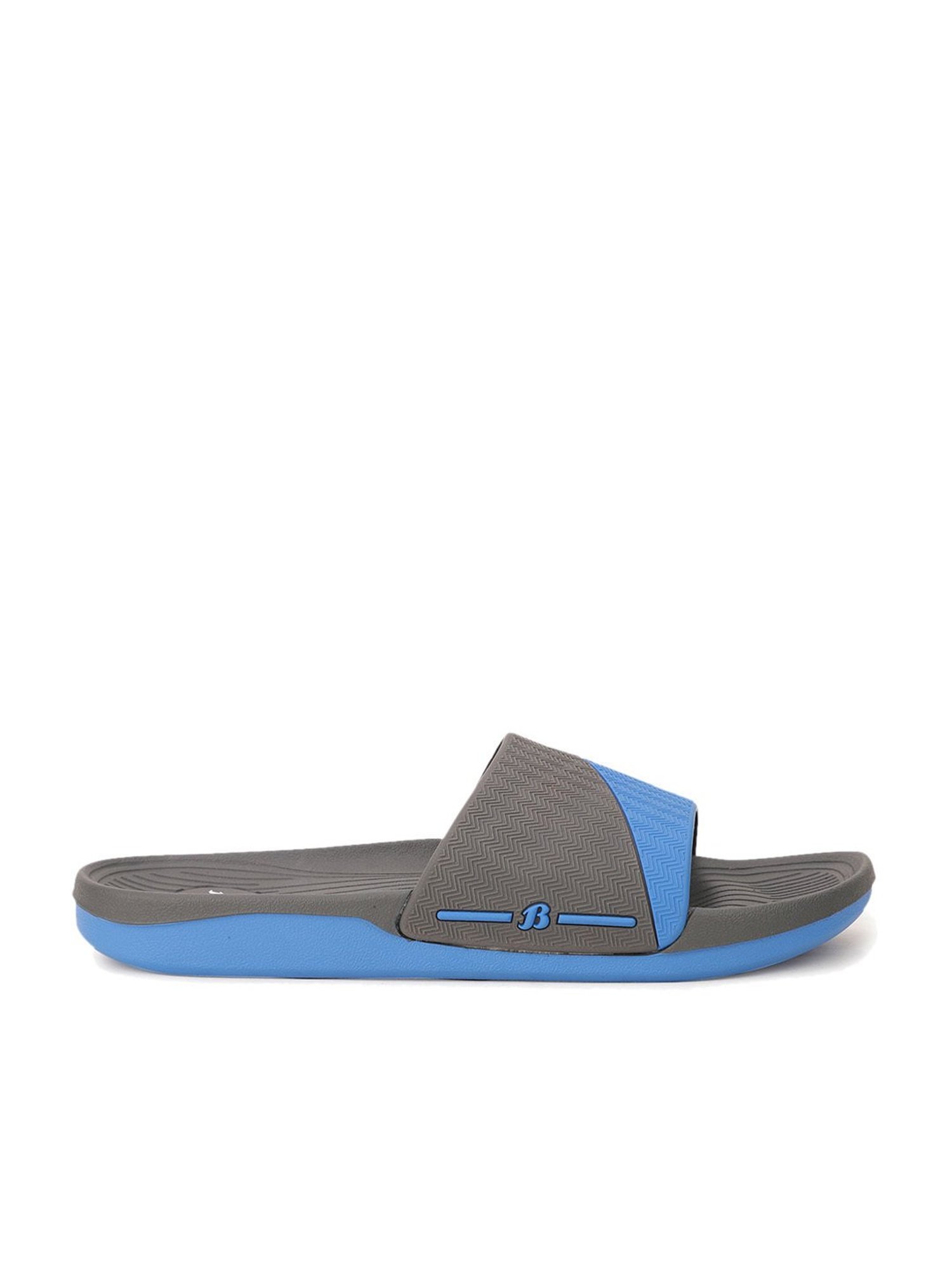 Buy Sandak by Bata Men s Grey and Blue Slides for Men at Best