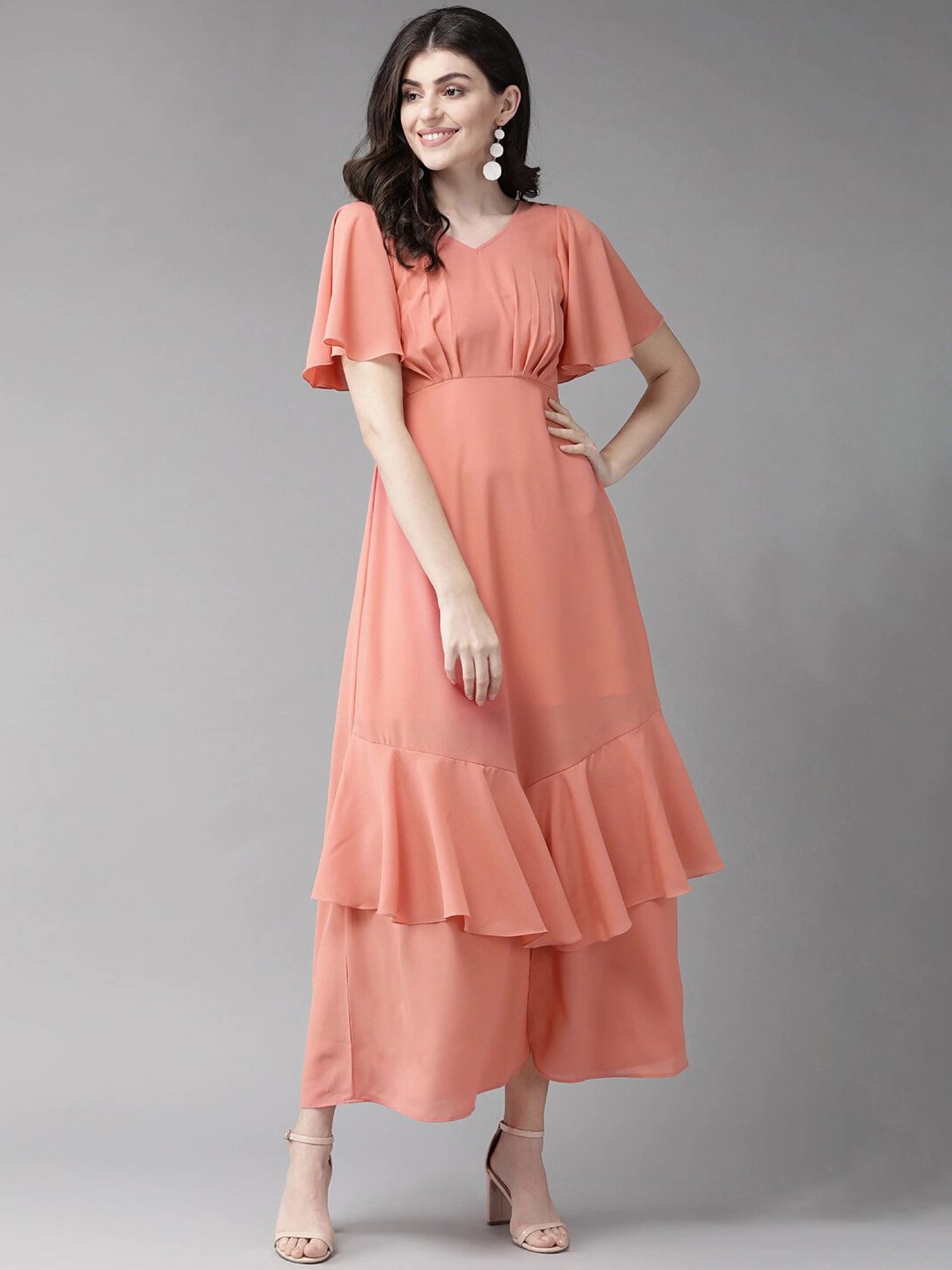 Buy MISH Peach Maxi Dress for Women's Online @ Tata CLiQ