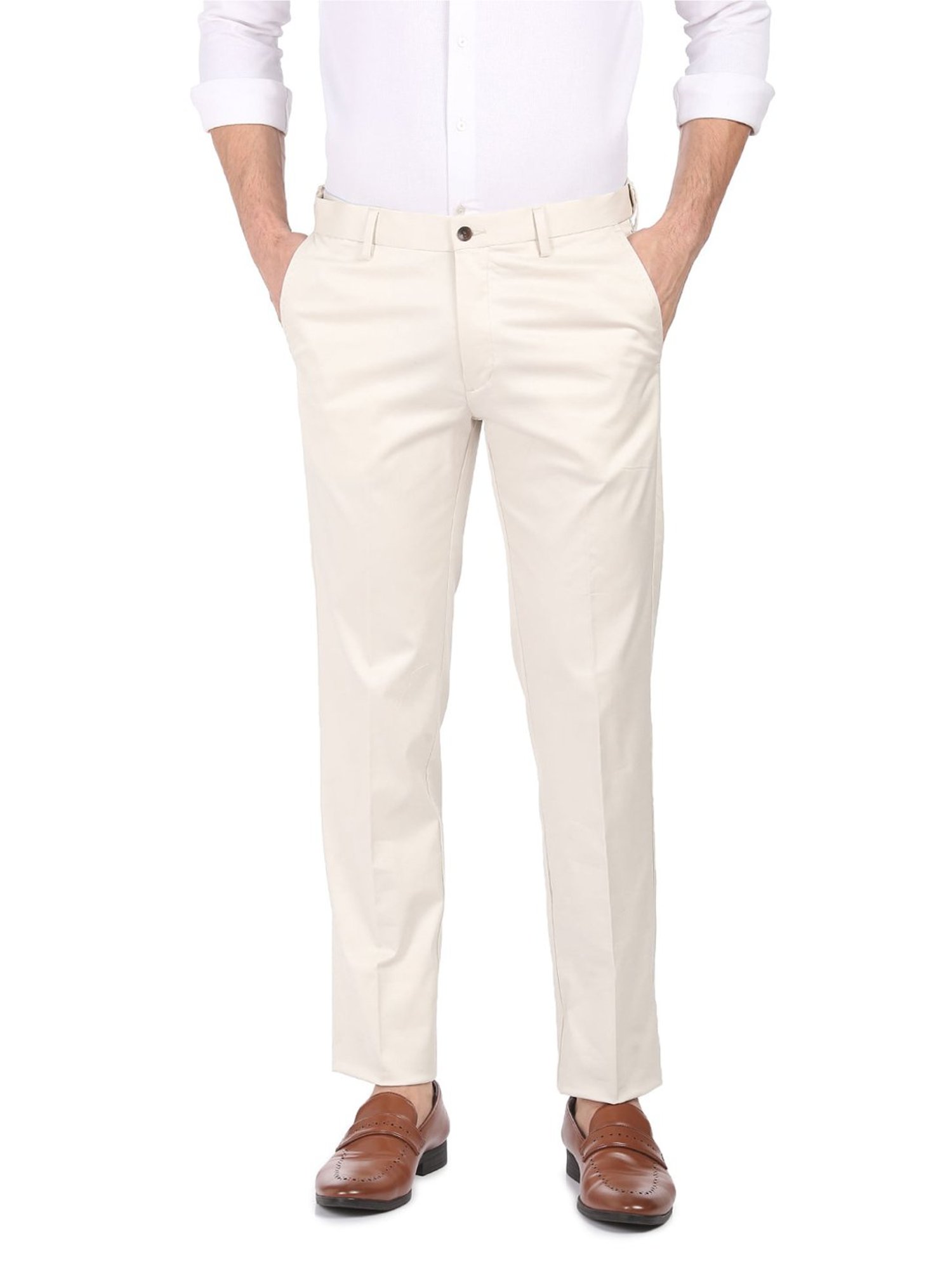 Buy ARROW SPORT Solid Cotton Blend Slim Fit Mens Trousers  Shoppers Stop