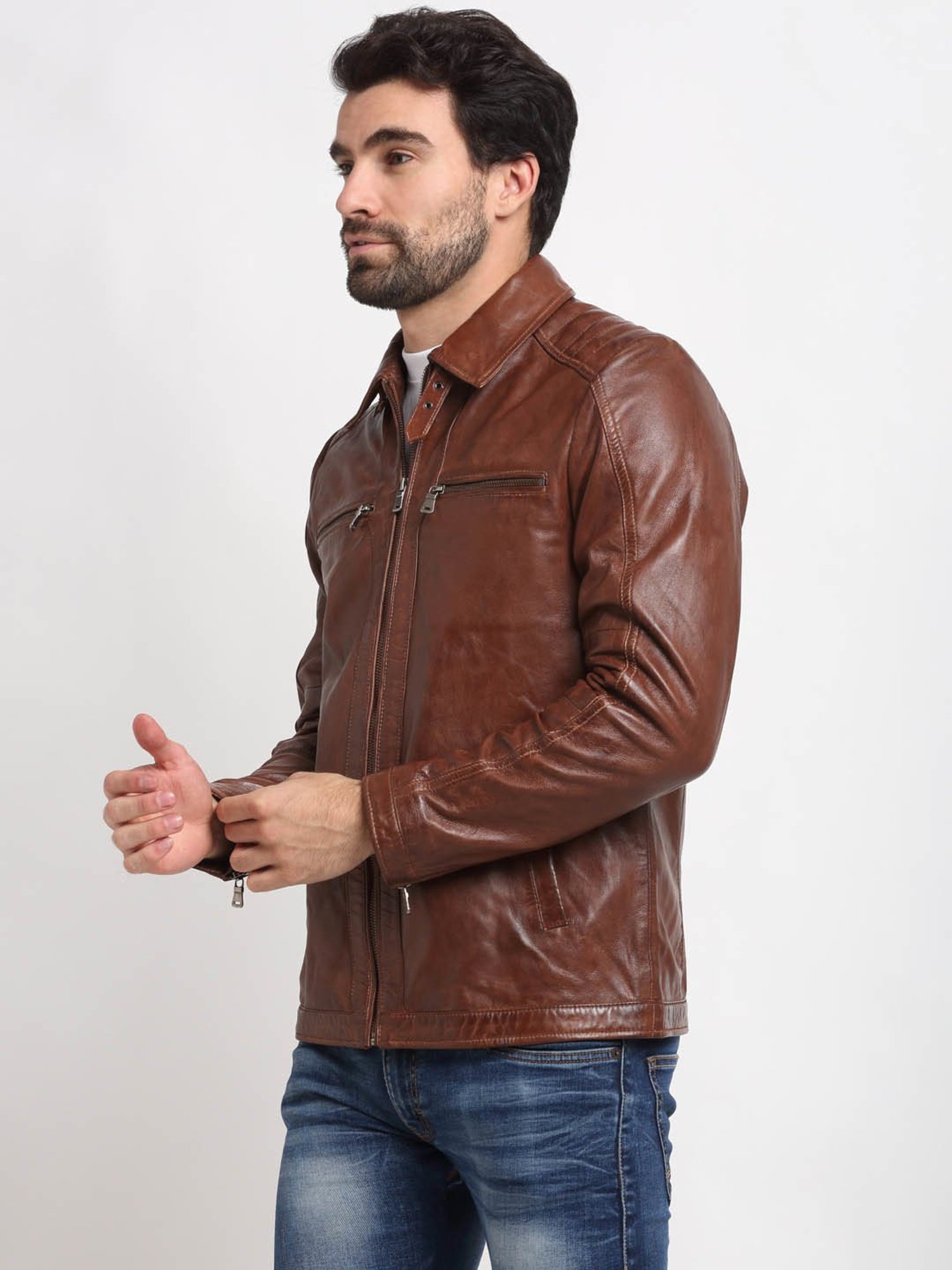 Buy NATURAL Genuine Leather Men's Jacket - Medium at Amazon.in