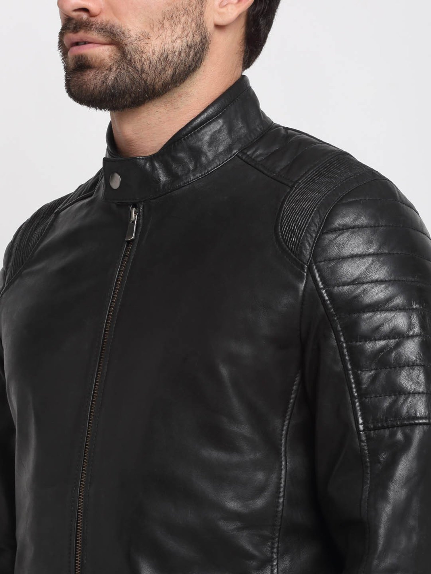 Buy Teakwood Leathers Men Black Leather Jacket - Jackets for Men 673081 |  Myntra