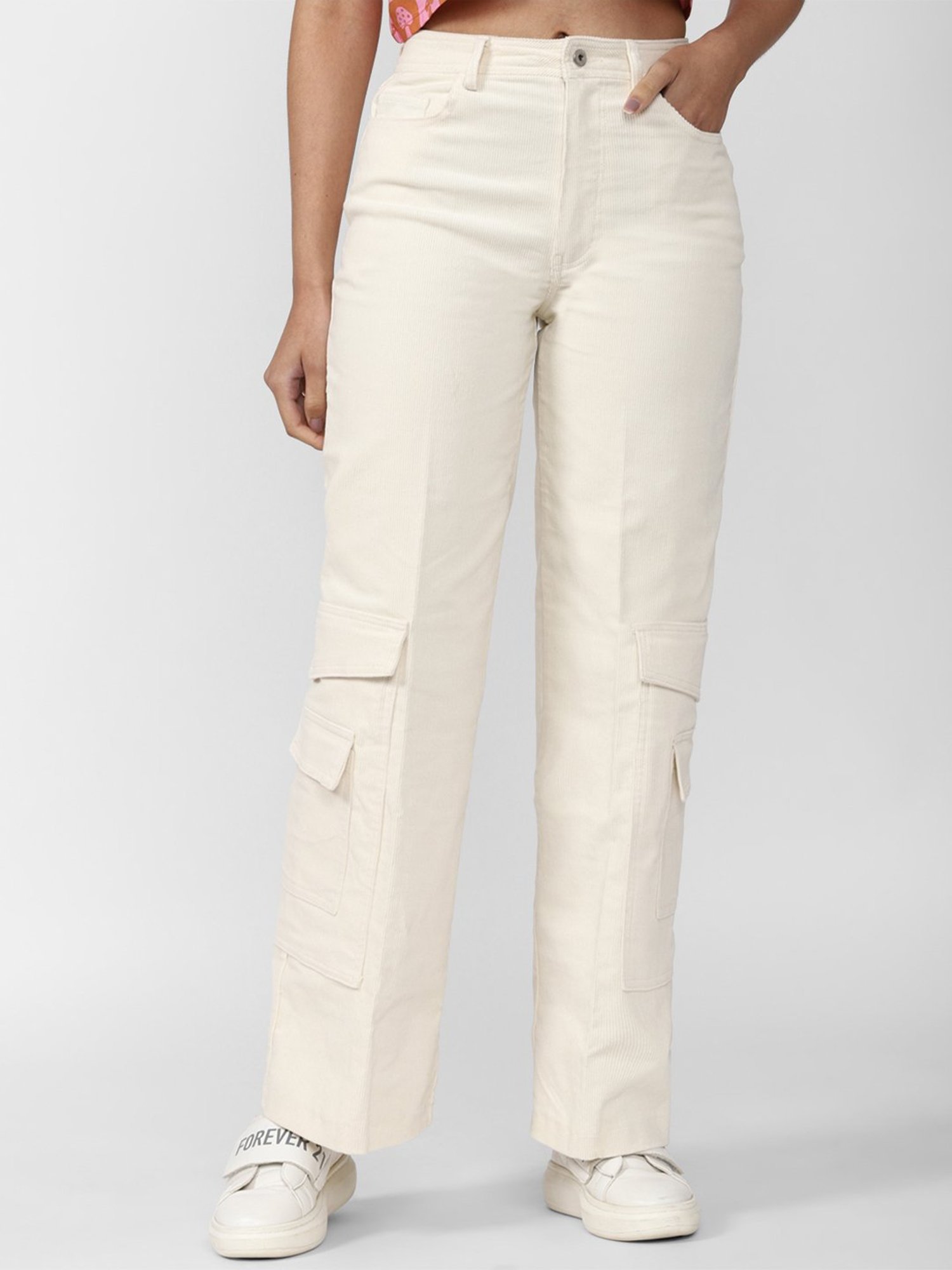 PullBear high waisted wide leg cargo trousers in beige  ASOS