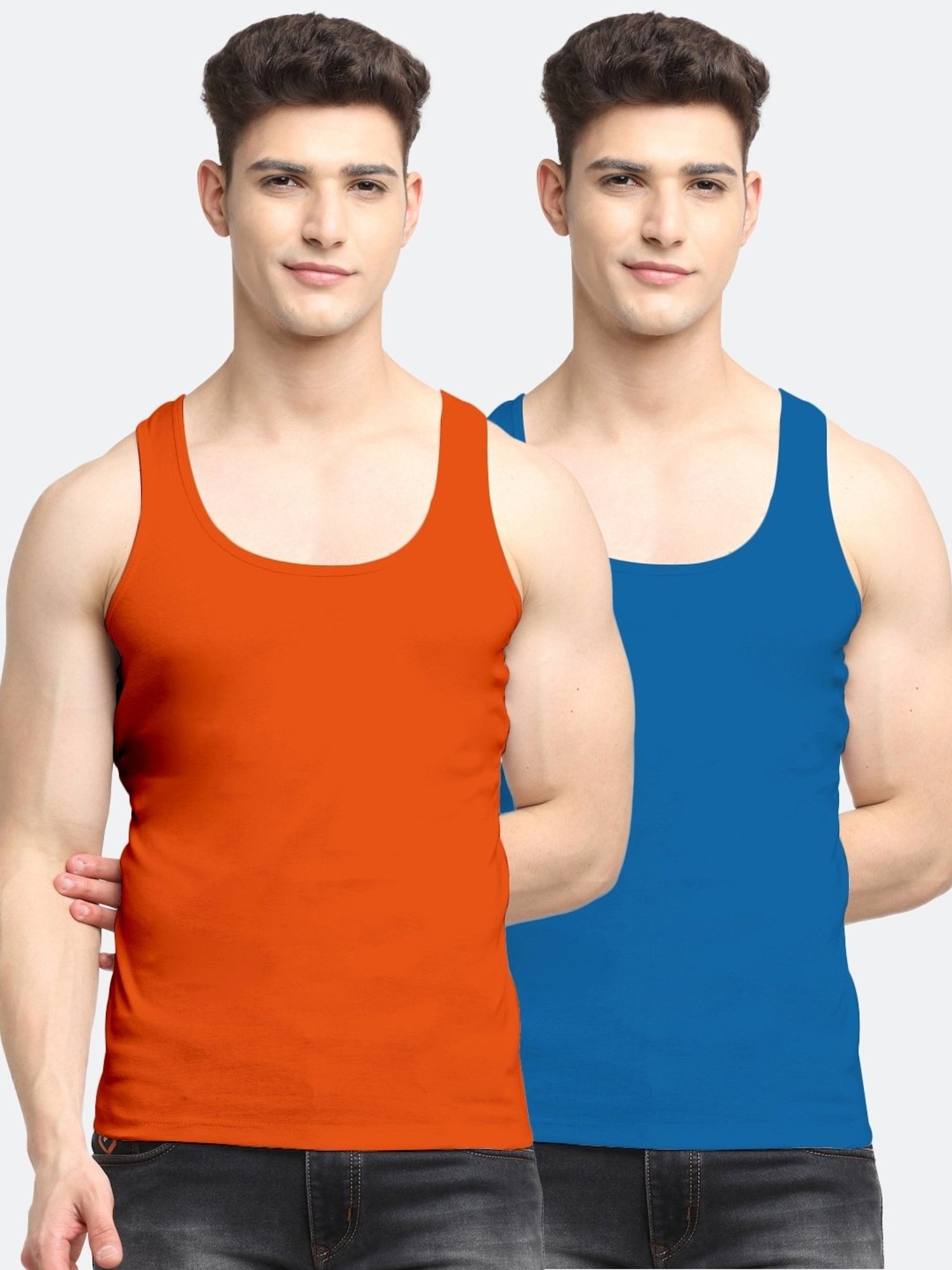 Buy Friskers Multi Cotton Slim Fit Vests - Pack of 2 for Mens Online @ Tata  CLiQ