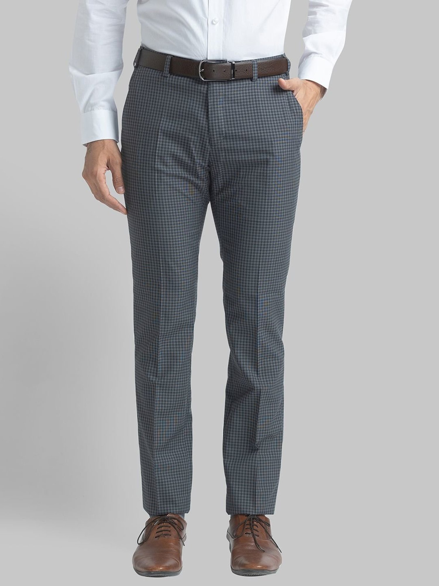 1913 Collection Windowpane Men's Italian Wool Tailored Fit Suit Trousers in  Dark Grey | Hawes & Curtis