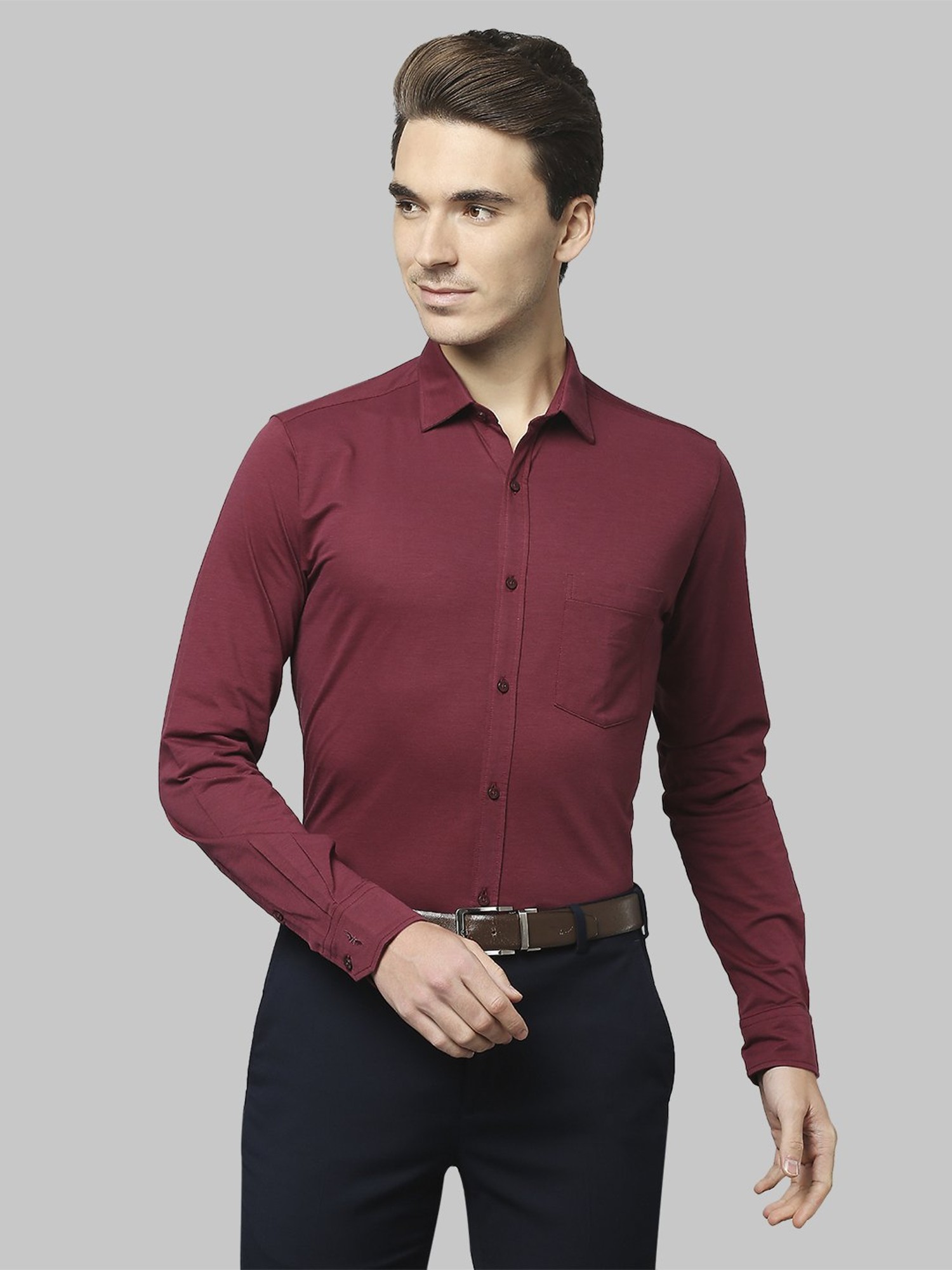 Buy Men Maroon Athletic Fit Formal Shirts Online - 634545 | Peter England