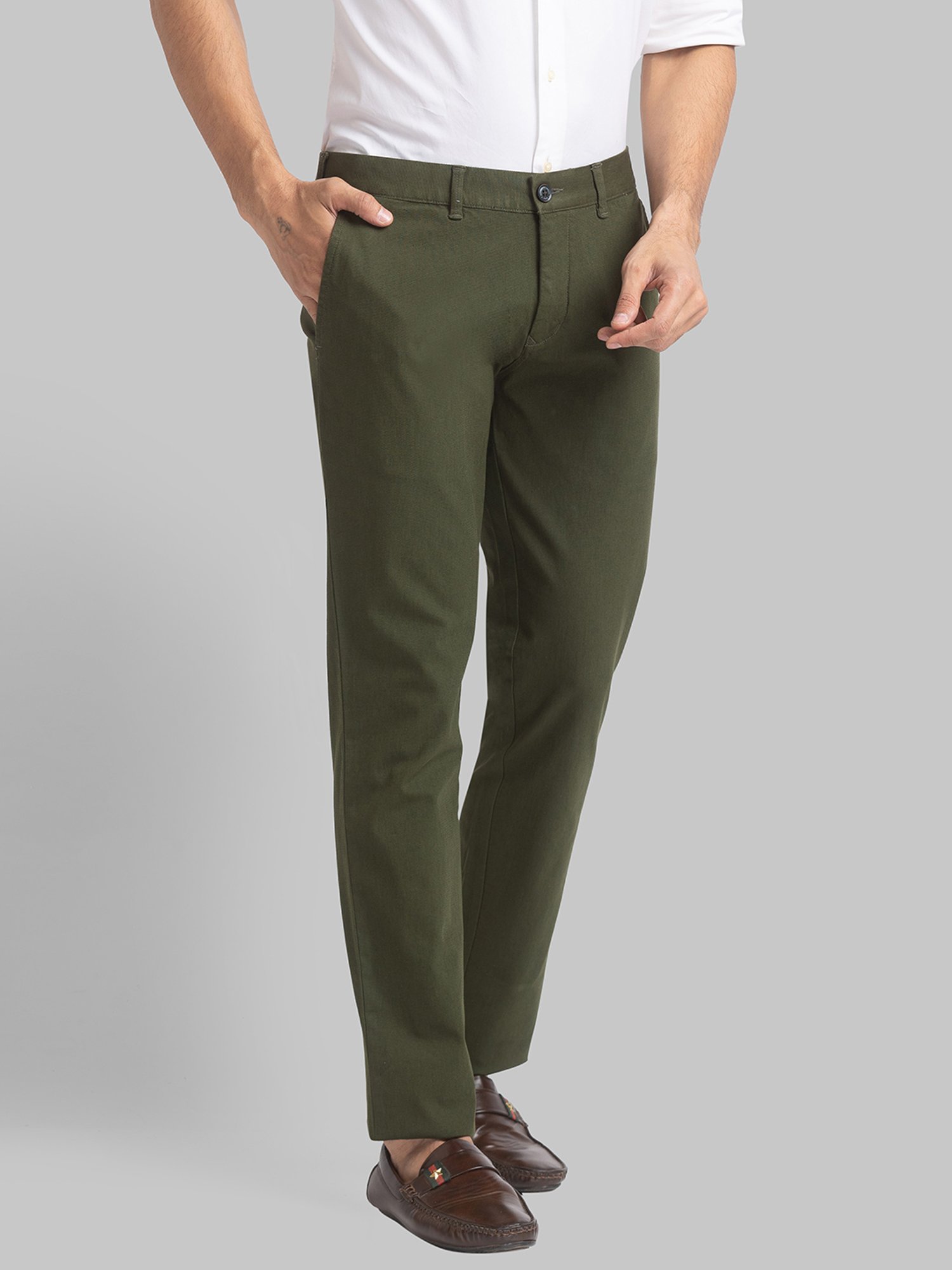 Buy Parx Green Super Slim Fit Trousers for Mens Online  Tata CLiQ