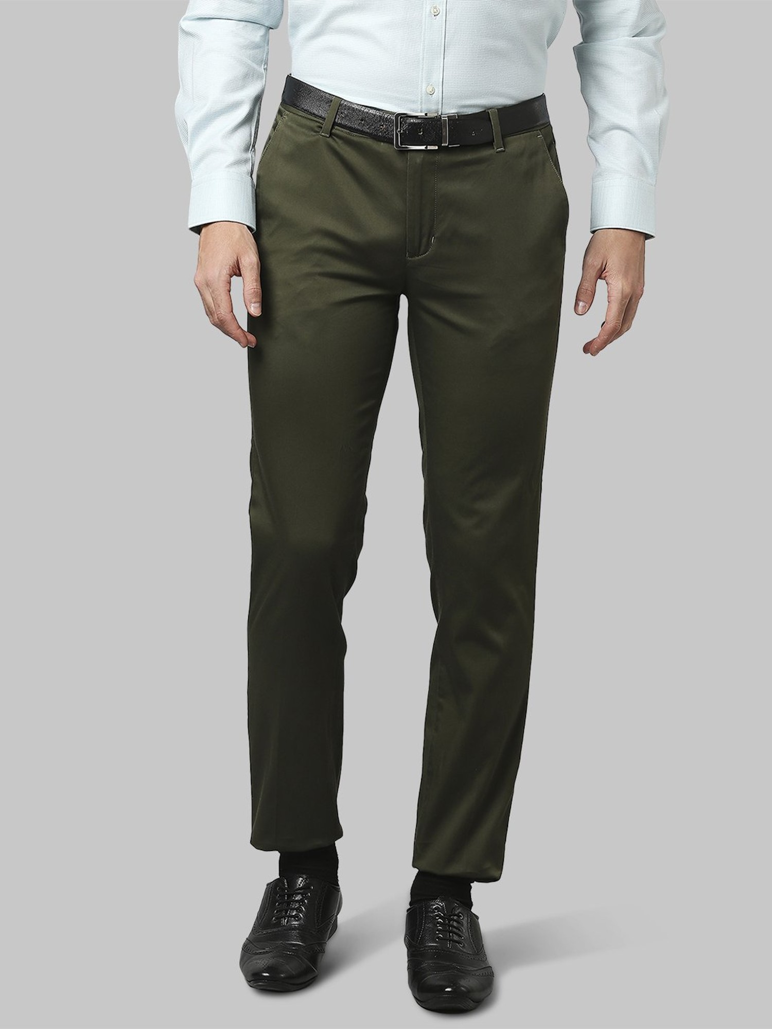 PLAYERS Mens Slim Fit Formal Trouser Combo Olive Green  Beige
