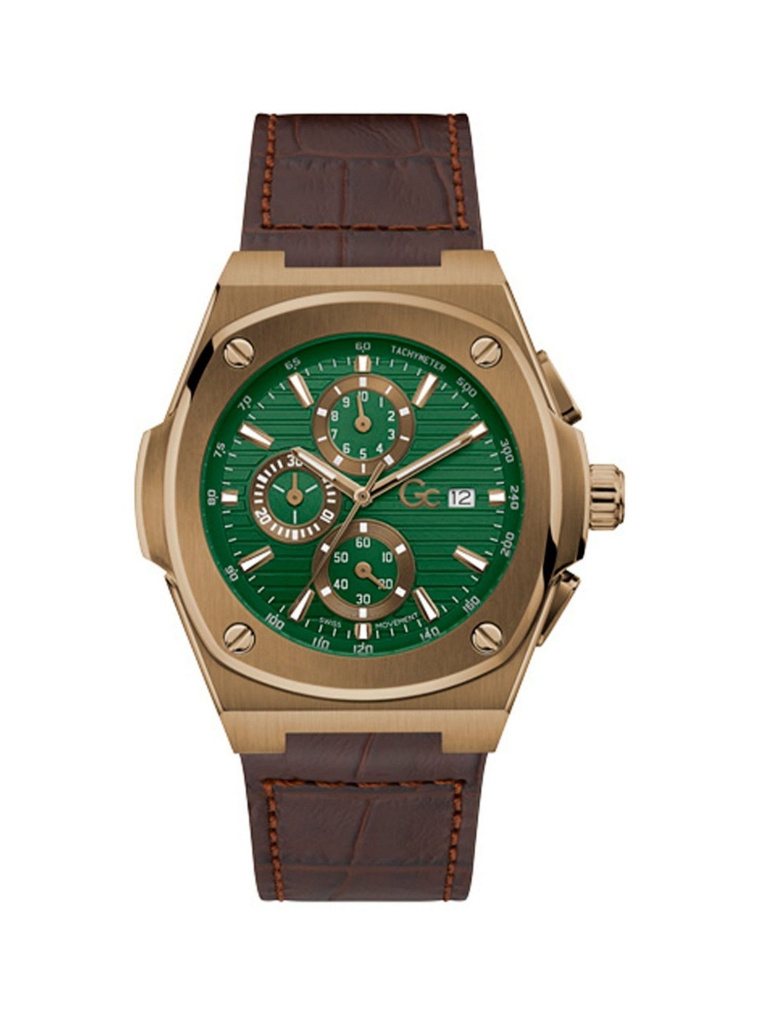 Buy GC Quartz Chronograph Green Round Men's Y99011G9MF Online At