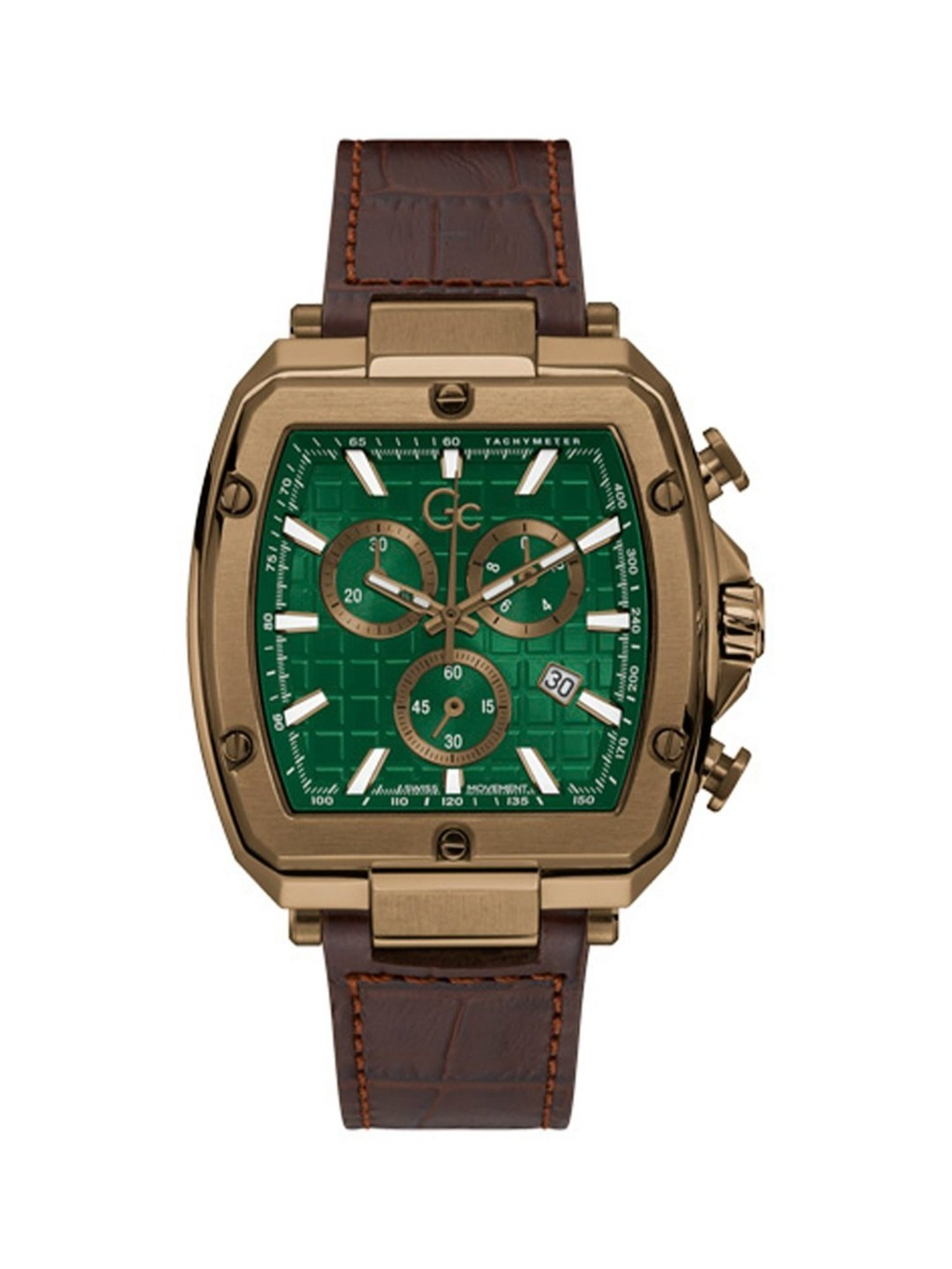 Buy GC Quartz Chronograph Green Round Men's Y83002G5MF Online At