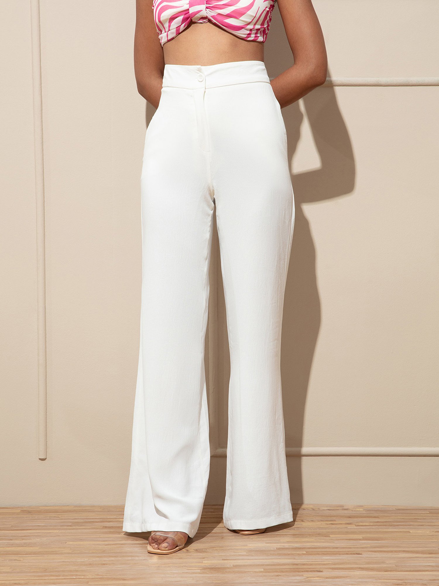 Cover Story Relaxed Women White Trousers  Buy Cover Story Relaxed Women White  Trousers Online at Best Prices in India  Flipkartcom