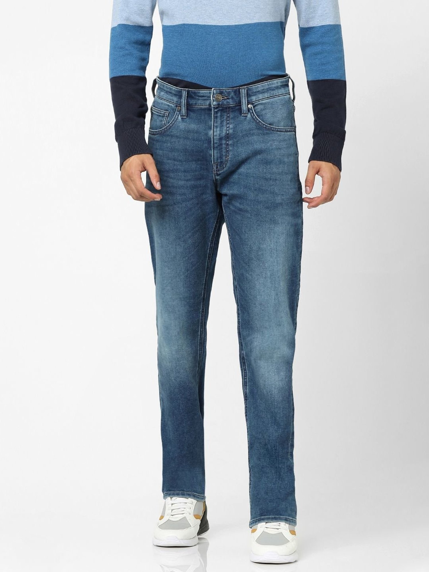 Buy Celio* Blue Cotton Straight Fit Jeans for Mens Online @ Tata CLiQ