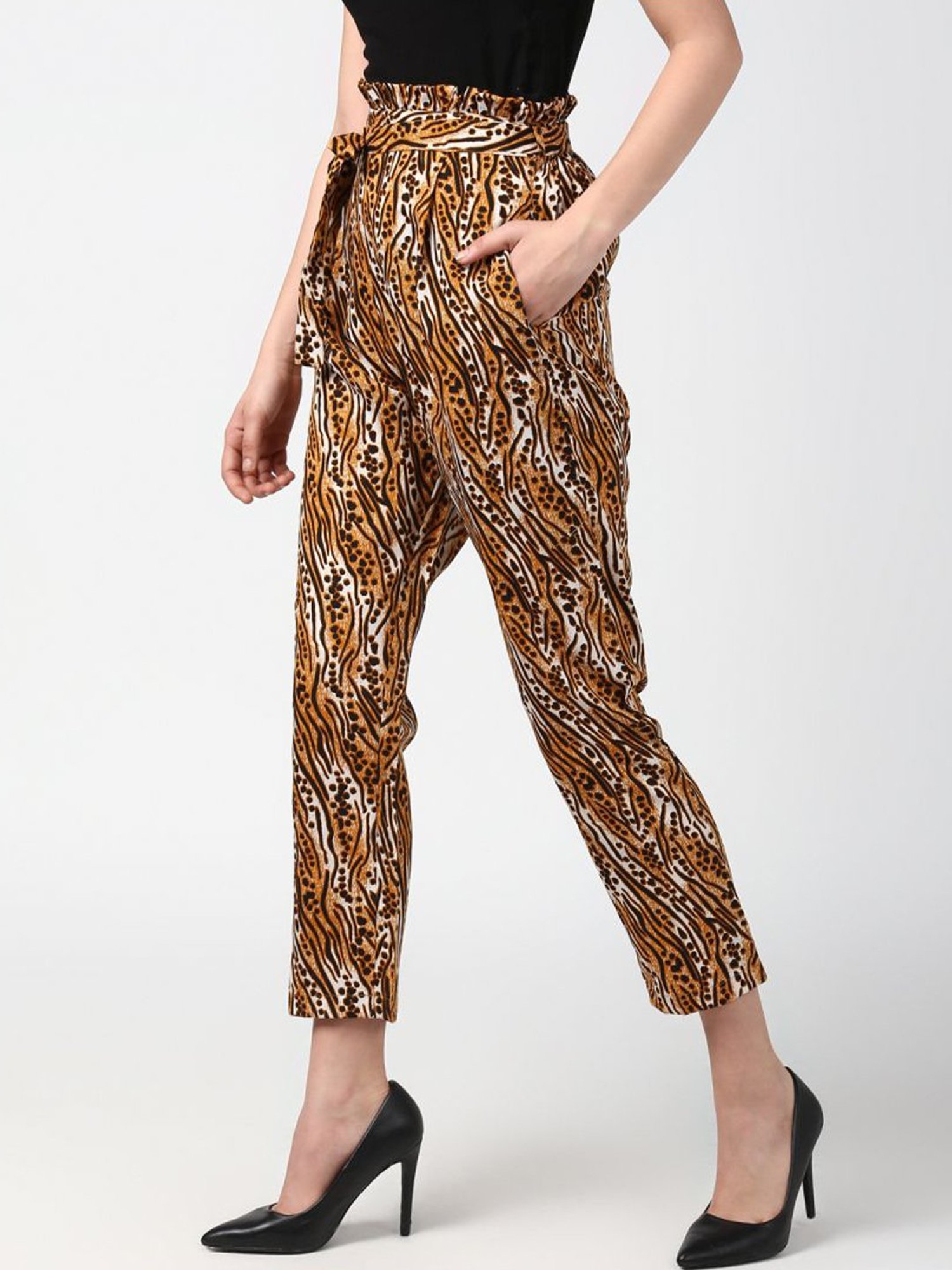 Plus Leopard Print Woven Wide Leg Pants | boohoo