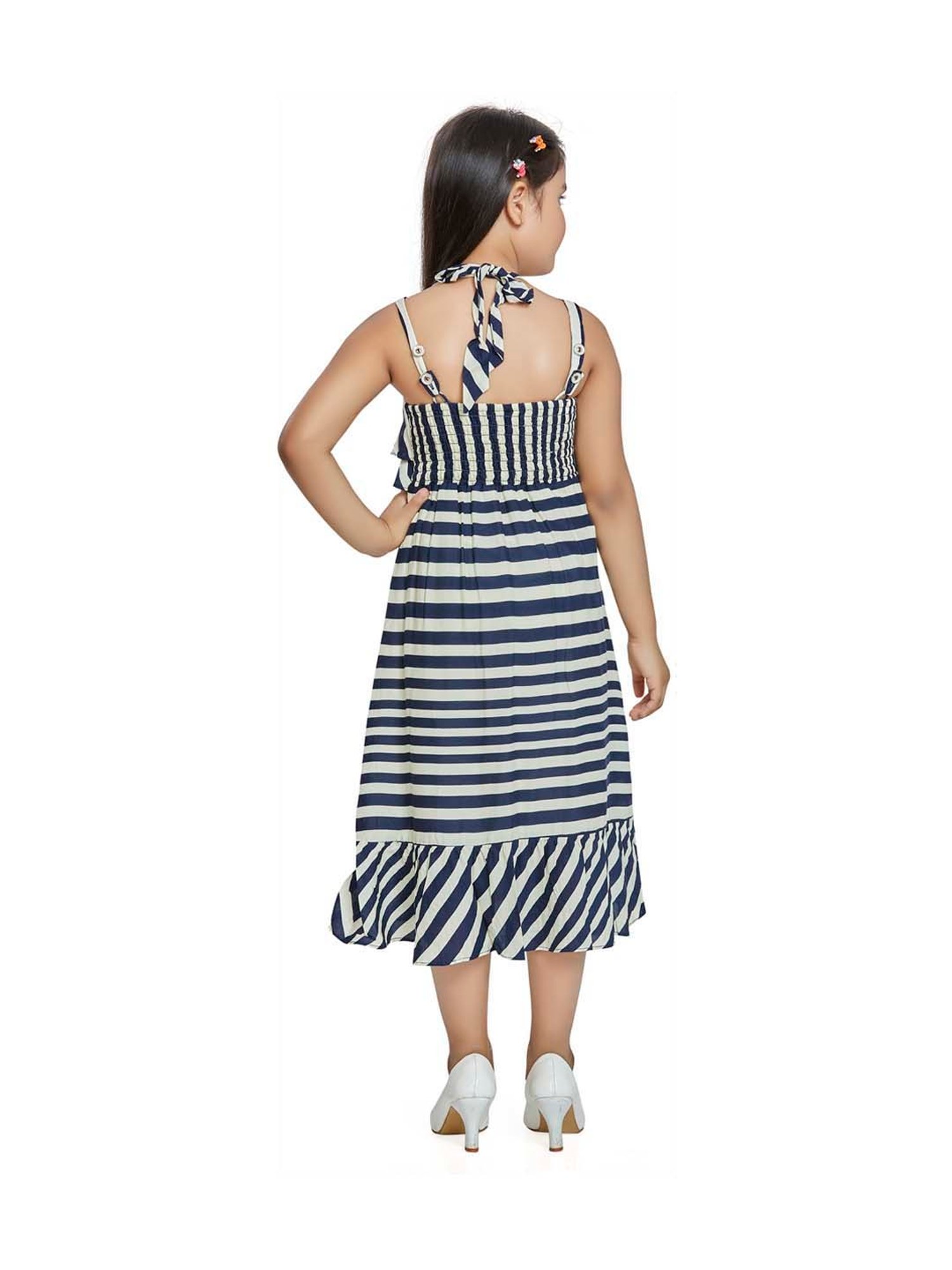 Buy BEEBAY Green Girls Round Neck Striped Dress | Shoppers Stop