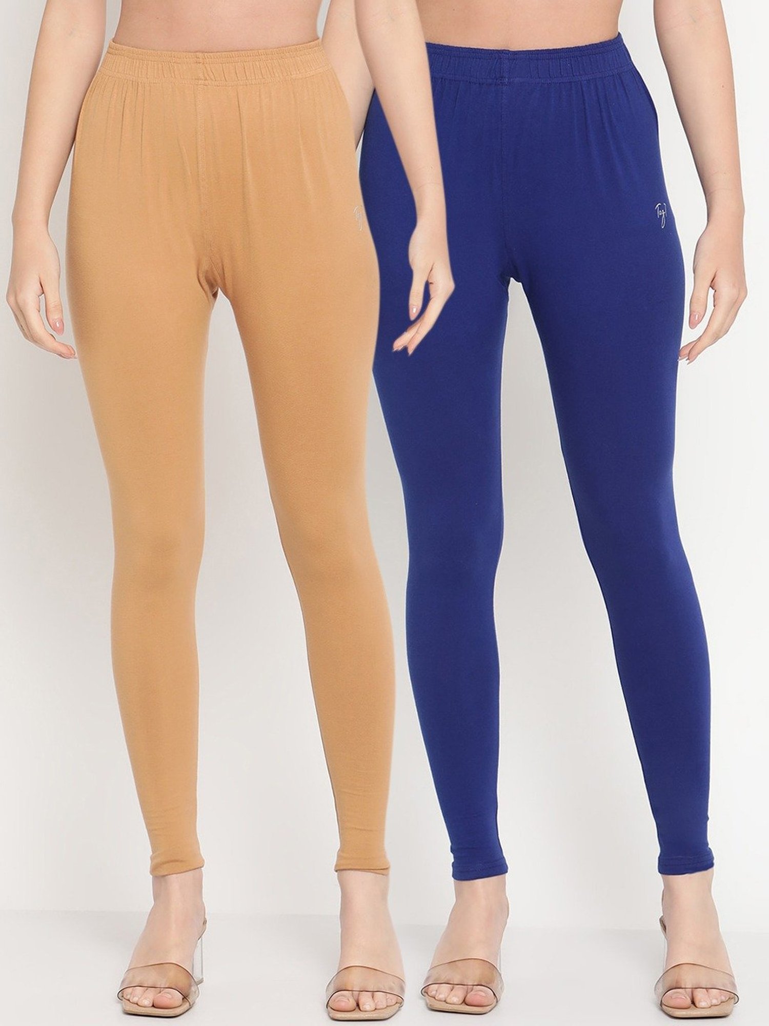 Buy TAG 7 Blue & Orange Cotton Leggings - Pack Of 2 for Women Online @ Tata  CLiQ