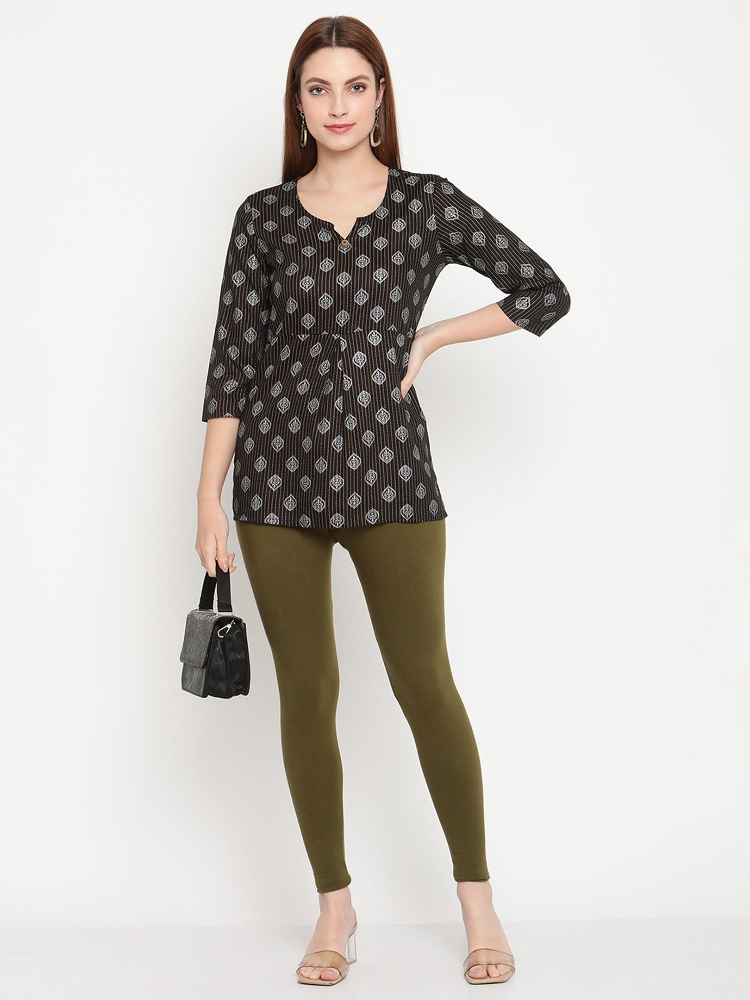 Rangmanch by Pantaloons Sage Green Cotton Leggings