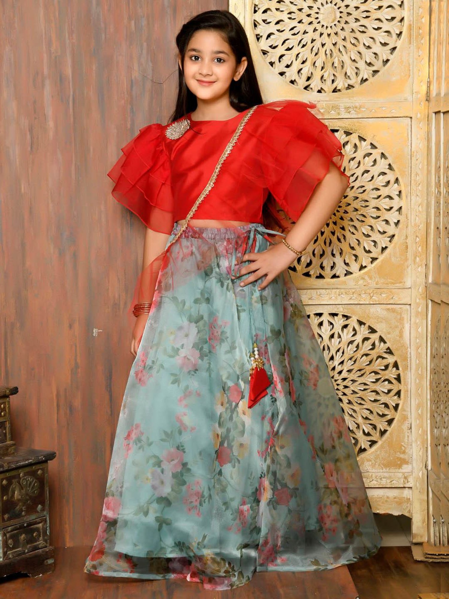 Buy LilPicks Kids Red & Blue Regular Fit Lehenga Choli for Girls Clothing  Online @ Tata CLiQ