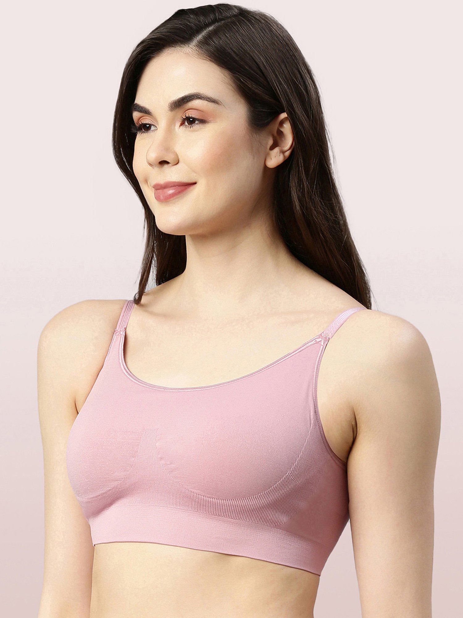 UNDER ARMOUR Baby Pink Plain Sports Bra