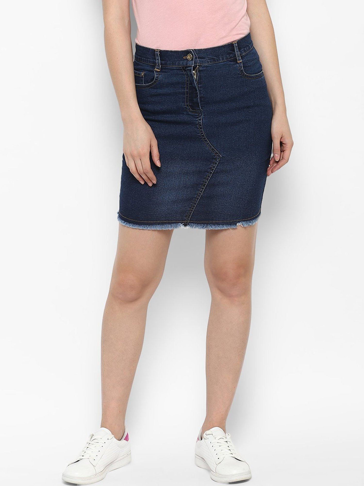 Buy Codaisy Knee Length Denim A-Line Blue Skirt (26) at Amazon.in
