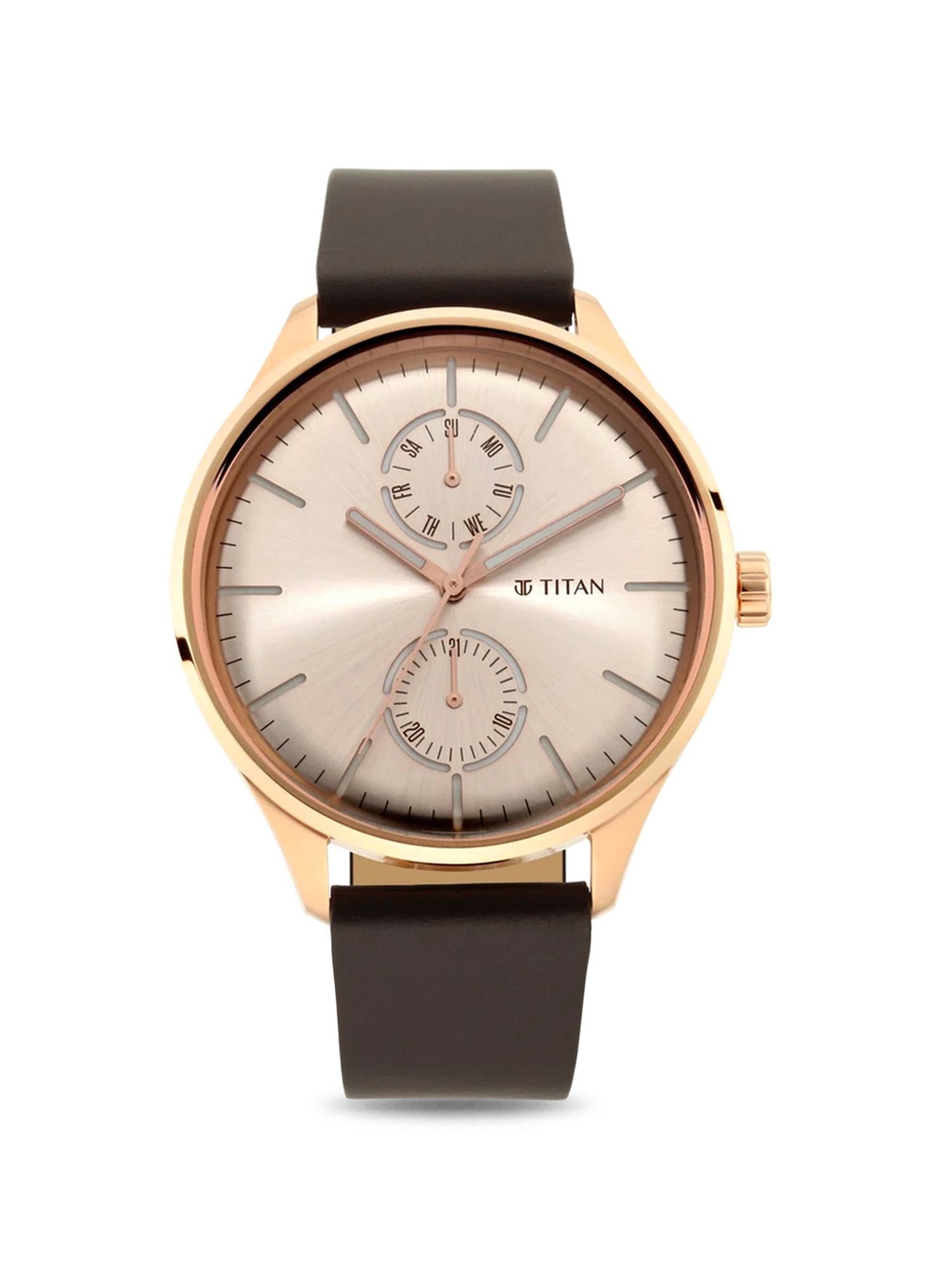 Titan leather best sale watch price