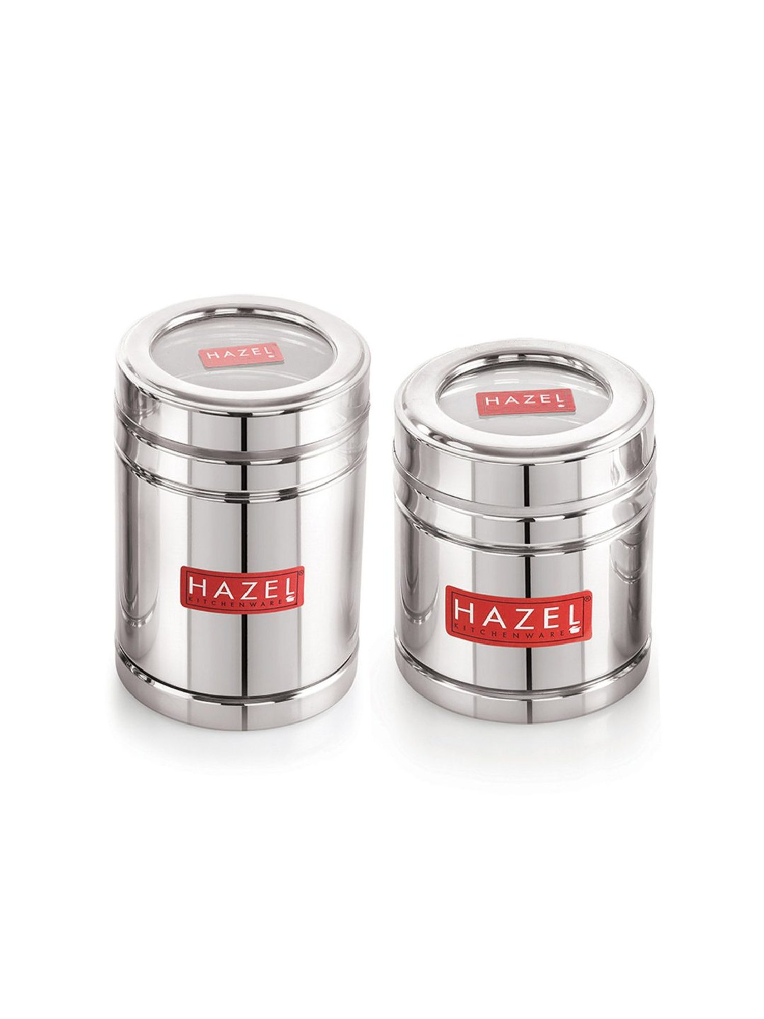 Buy HAZEL Silver Stainless Steel Container with Lid - Set of 2 (1L