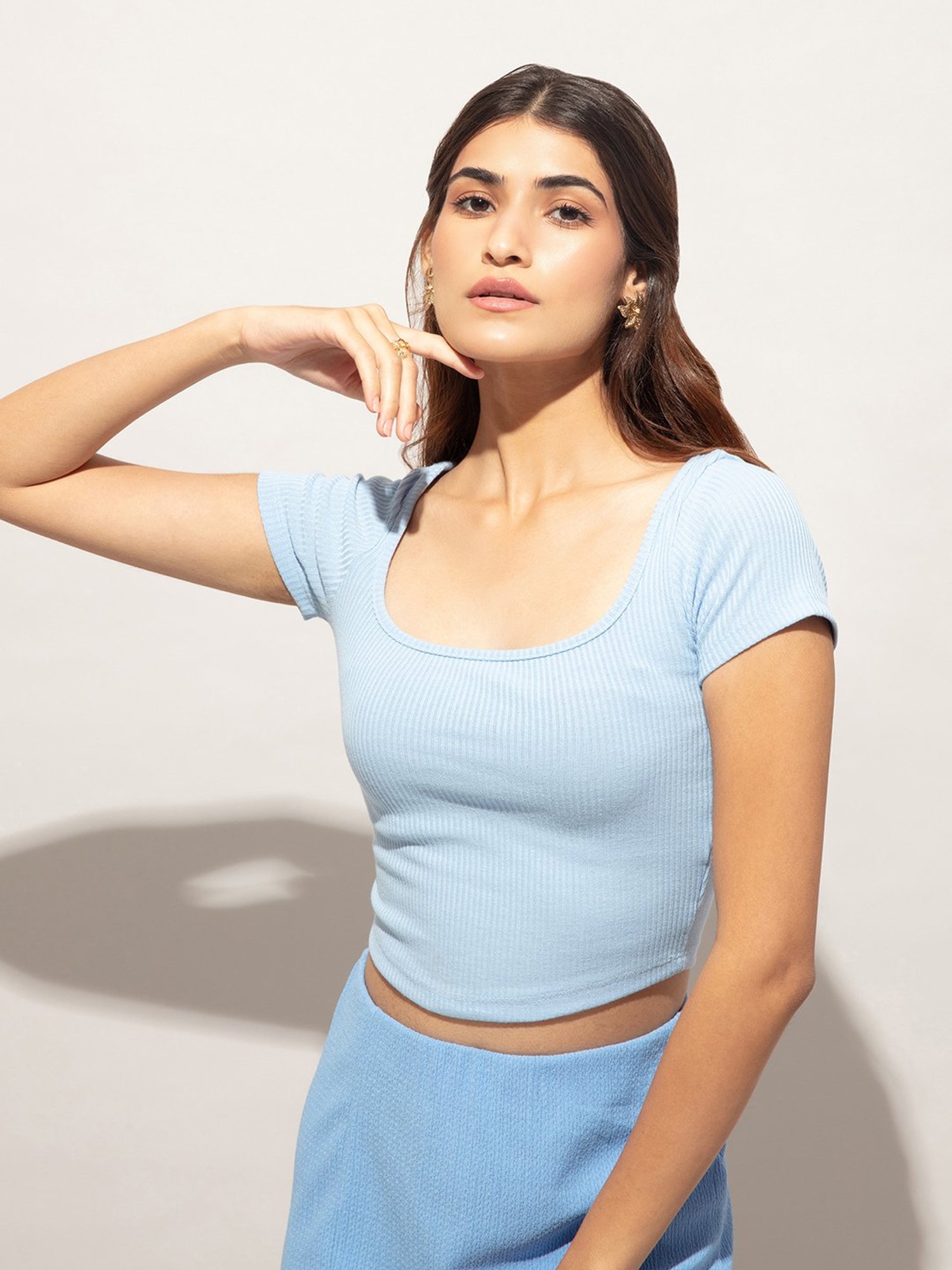 Buy Twenty Dresses Blue Square Neck Crop Top for Women's Online @ Tata CLiQ